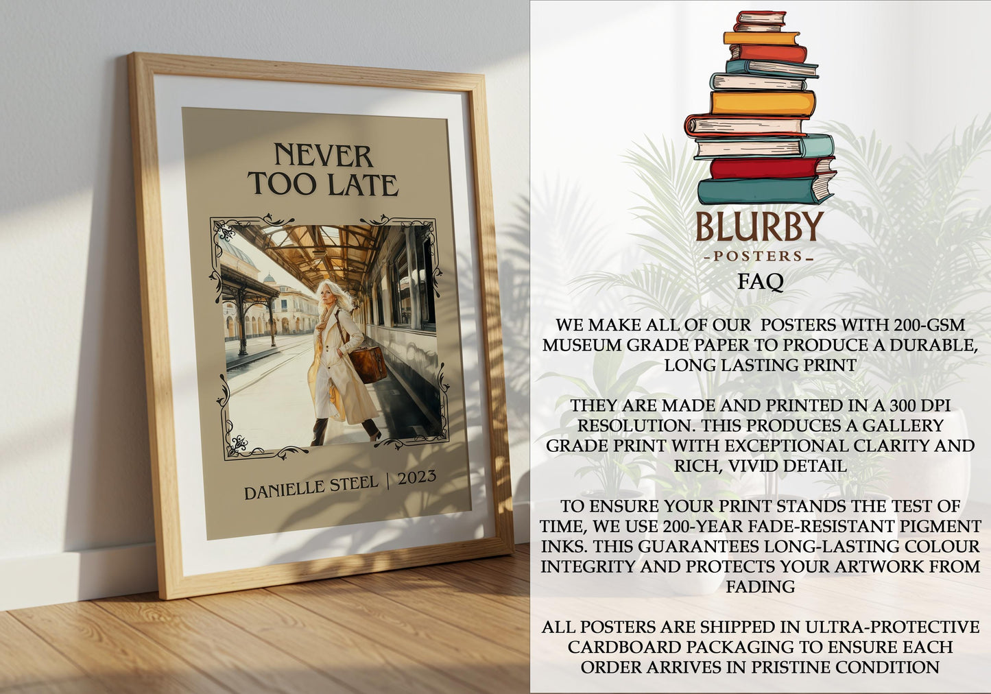 Never Too Late by Danielle Steel | Descriptive Book Poster | Minimalist