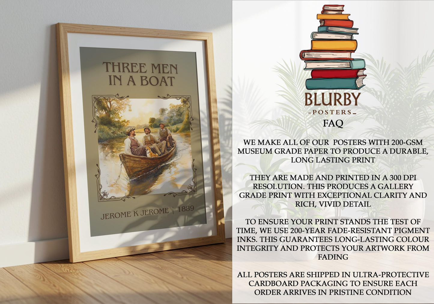 Three Men In A Boat by Jerome K Jerome | Descriptive Book Poster | Minimalist