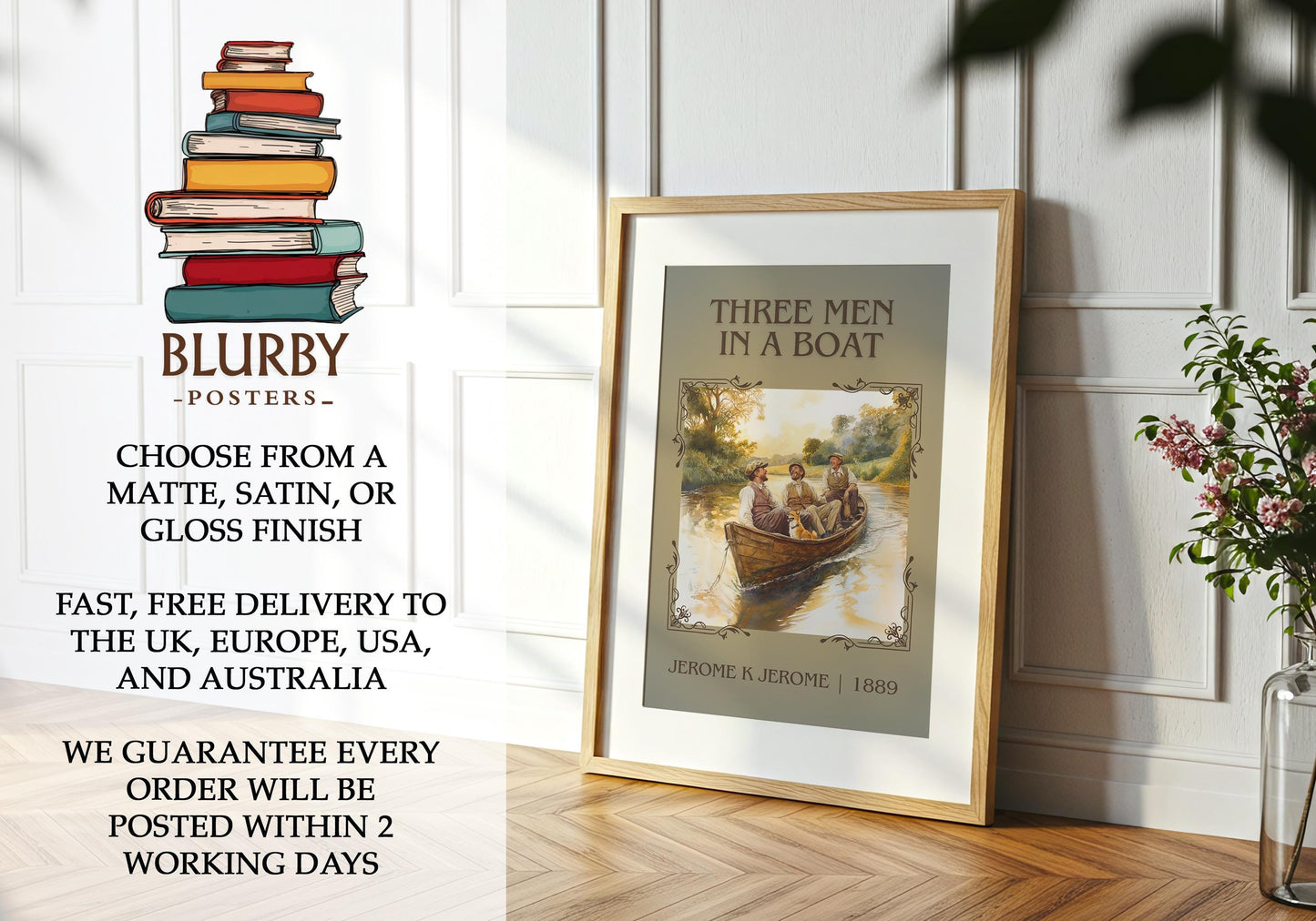 Three Men In A Boat by Jerome K Jerome | Descriptive Book Poster | Minimalist