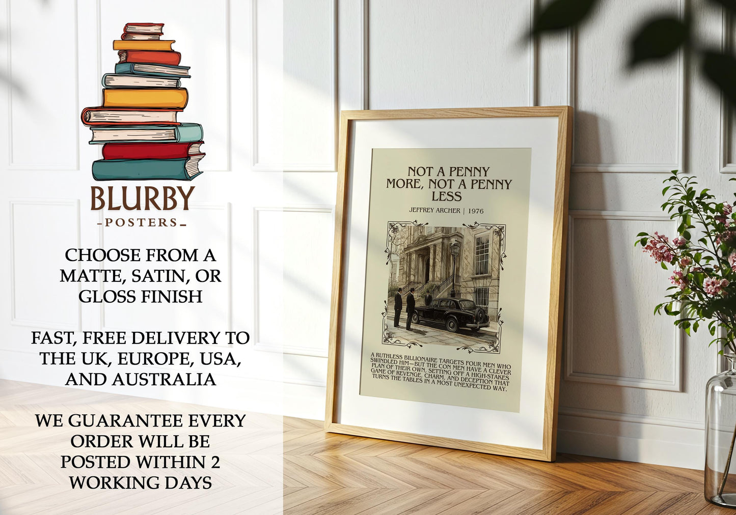 Not A Penny More, Not A Penny Less by Jeffrey Archer | Descriptive Book Poster | Blurby