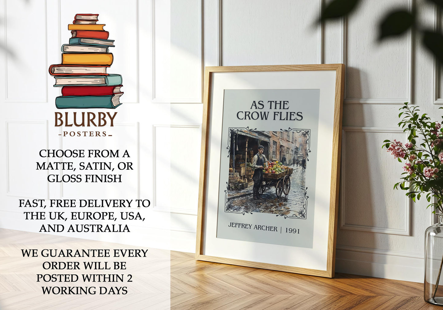 As the Crow Flies book poster packaging – museum-quality print rolled in protective tube