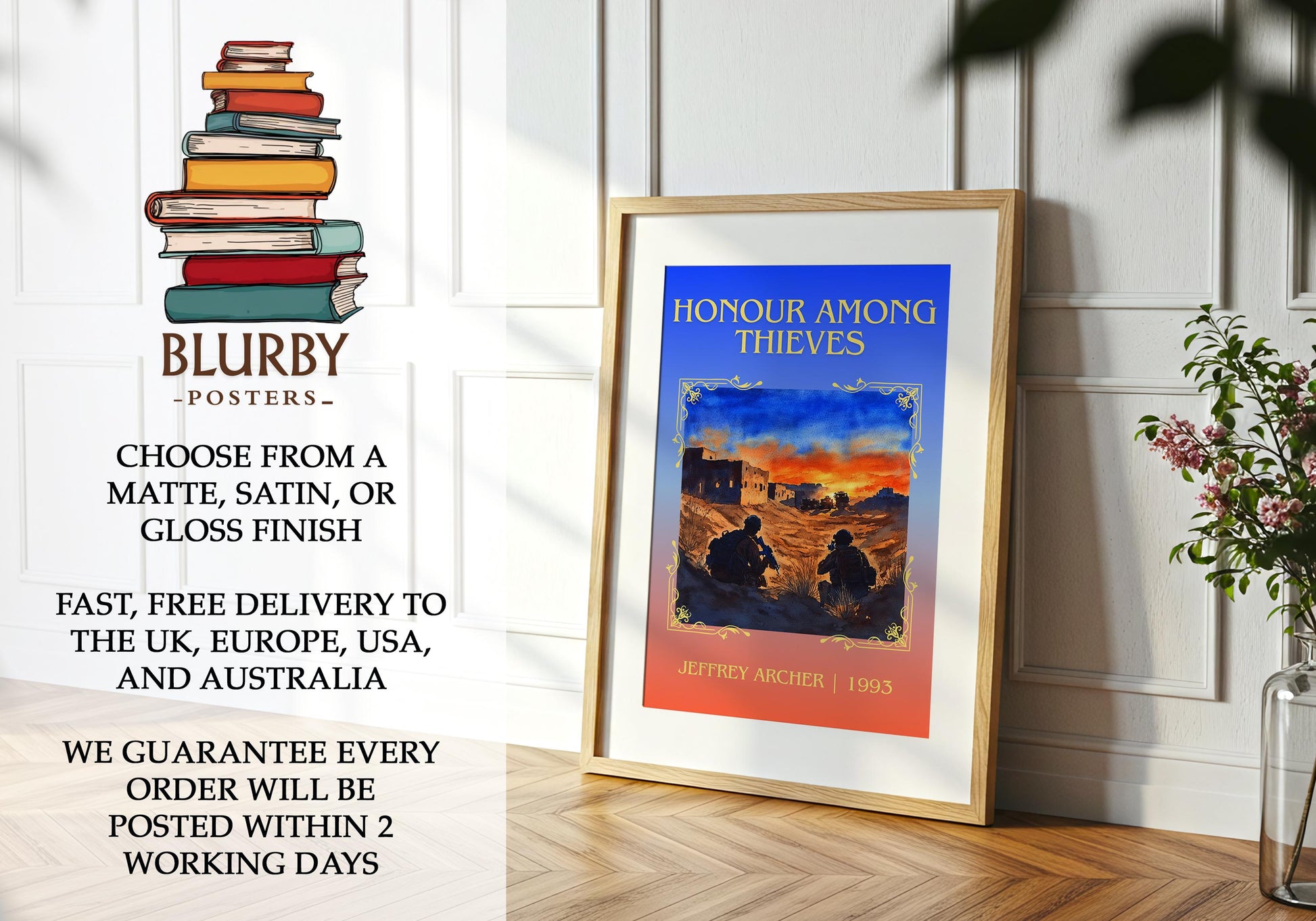 Honour Among Thieves by Jeffrey Archer | Descriptive Book Poster | Minimalist