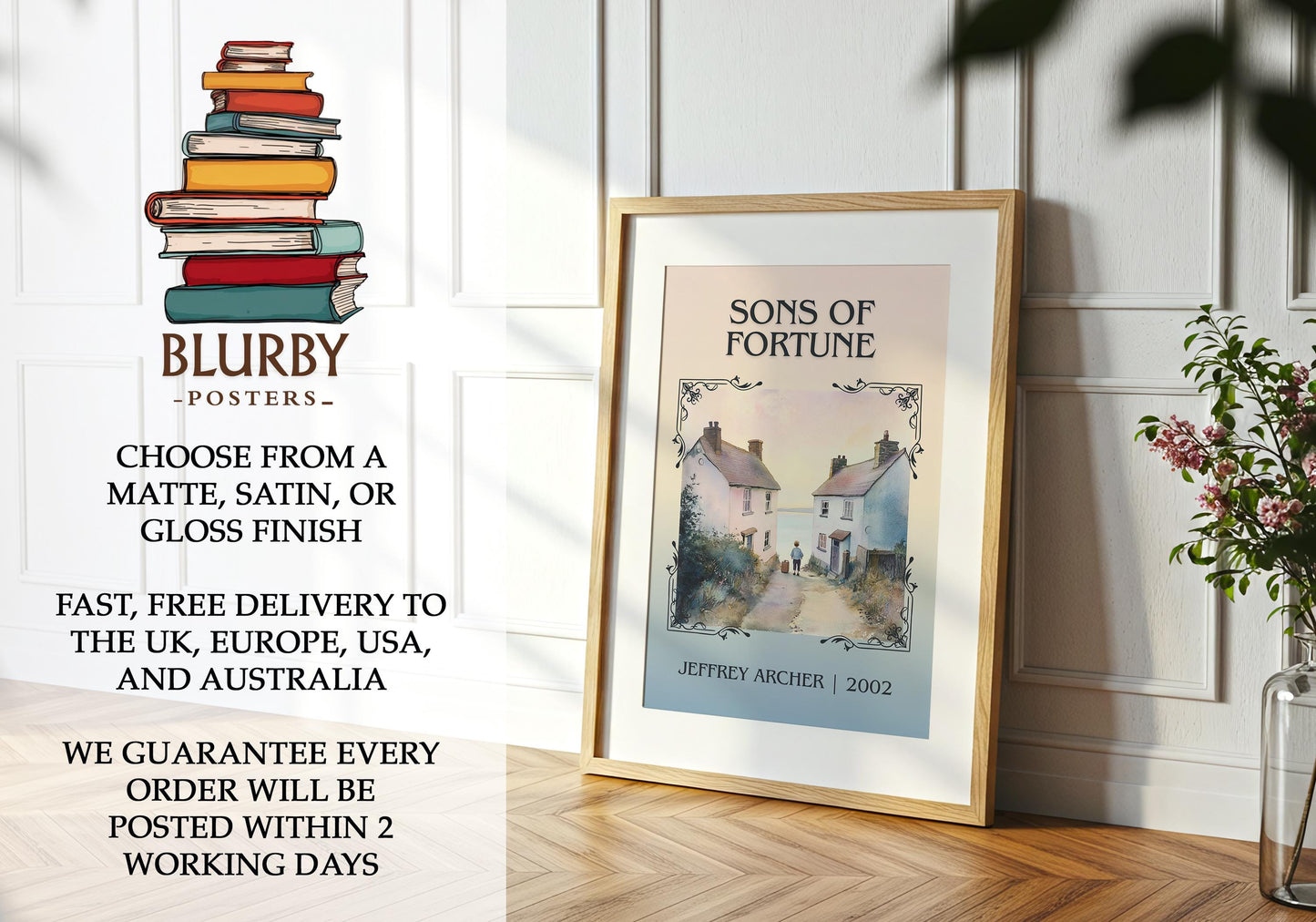 Sons of Fortune book poster packaging – museum-quality print rolled in protective tube