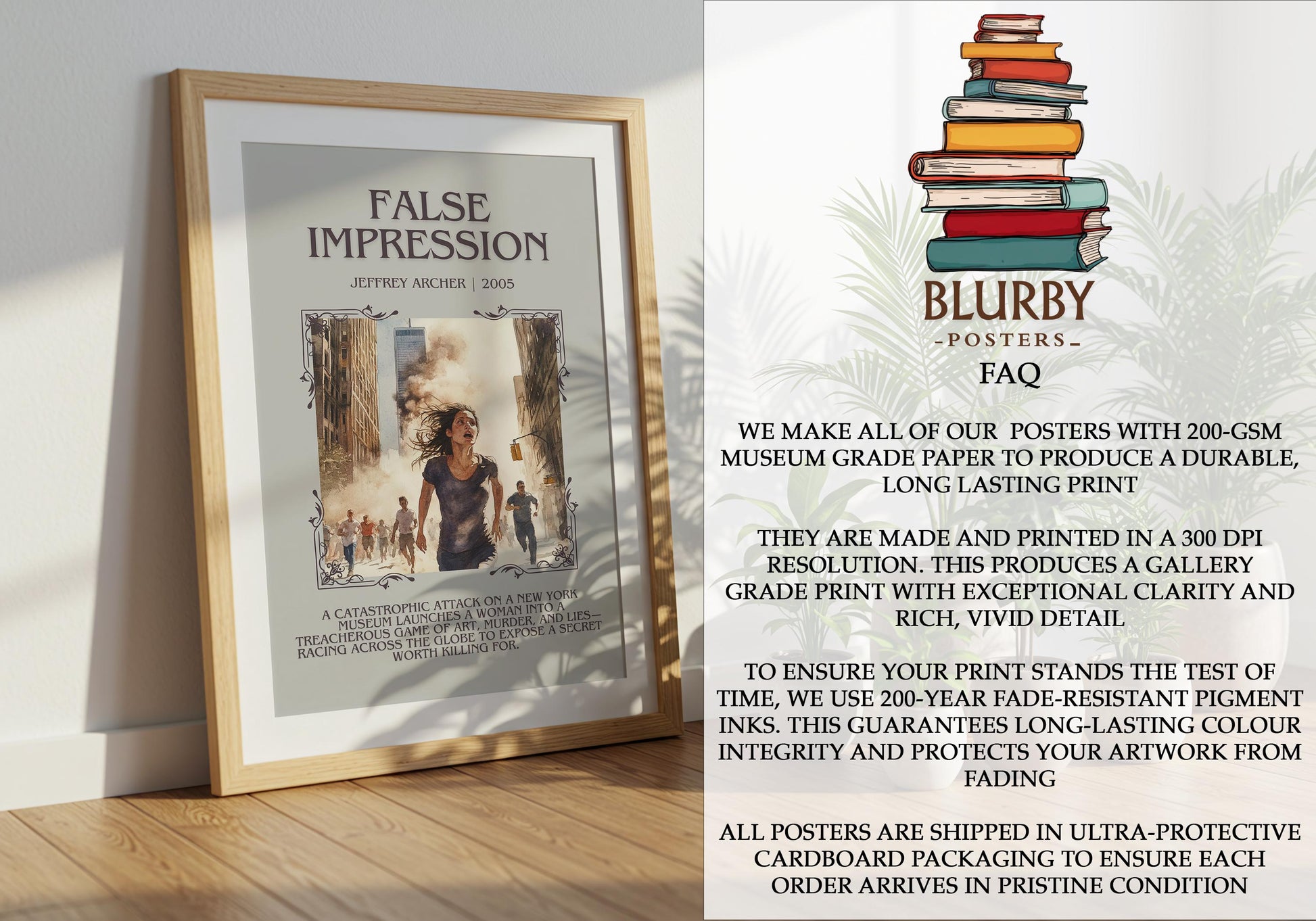 False Impression by Jeffrey Archer | Descriptive Book Poster | Blurby