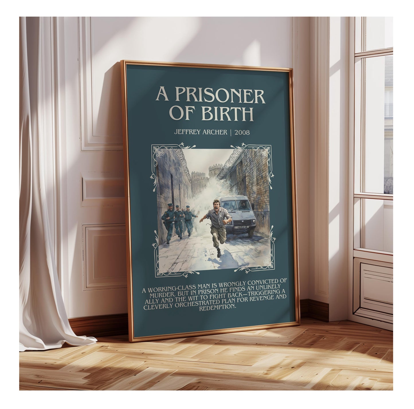 A Prisoner Of Birth by Jeffrey Archer | Descriptive Book Poster | Blurby
