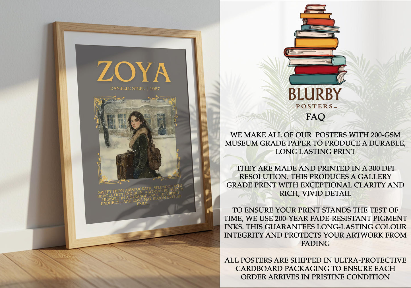 Zoya book poster packaging – museum-quality print rolled in protective tube