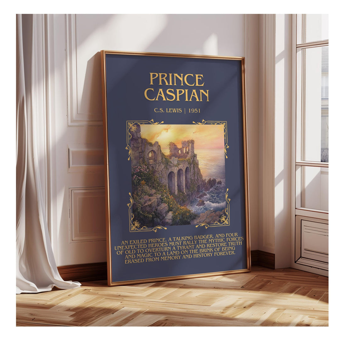 Prince Caspian minimalist poster paper finish options – matte satin gloss (mockup)
