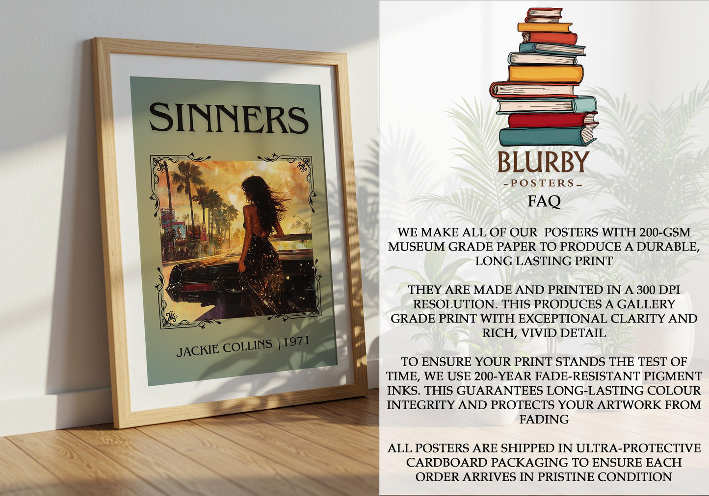 Sinners by Jackie Collins | Descriptive Book Poster | Minimalist