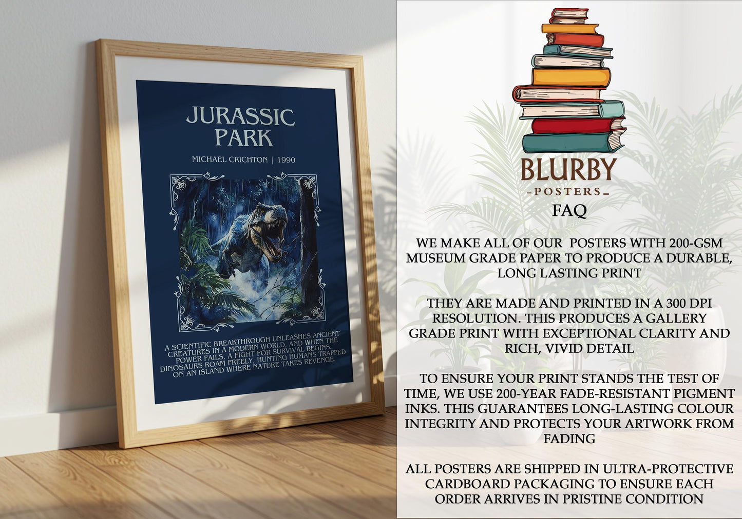 Jurassic Park by Michael Crichton | Descriptive Book Poster | Blurby