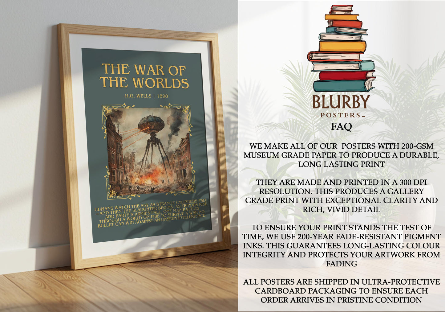 The War Of The Worlds by H.G. Wells | Descriptive Book Poster | Blurby