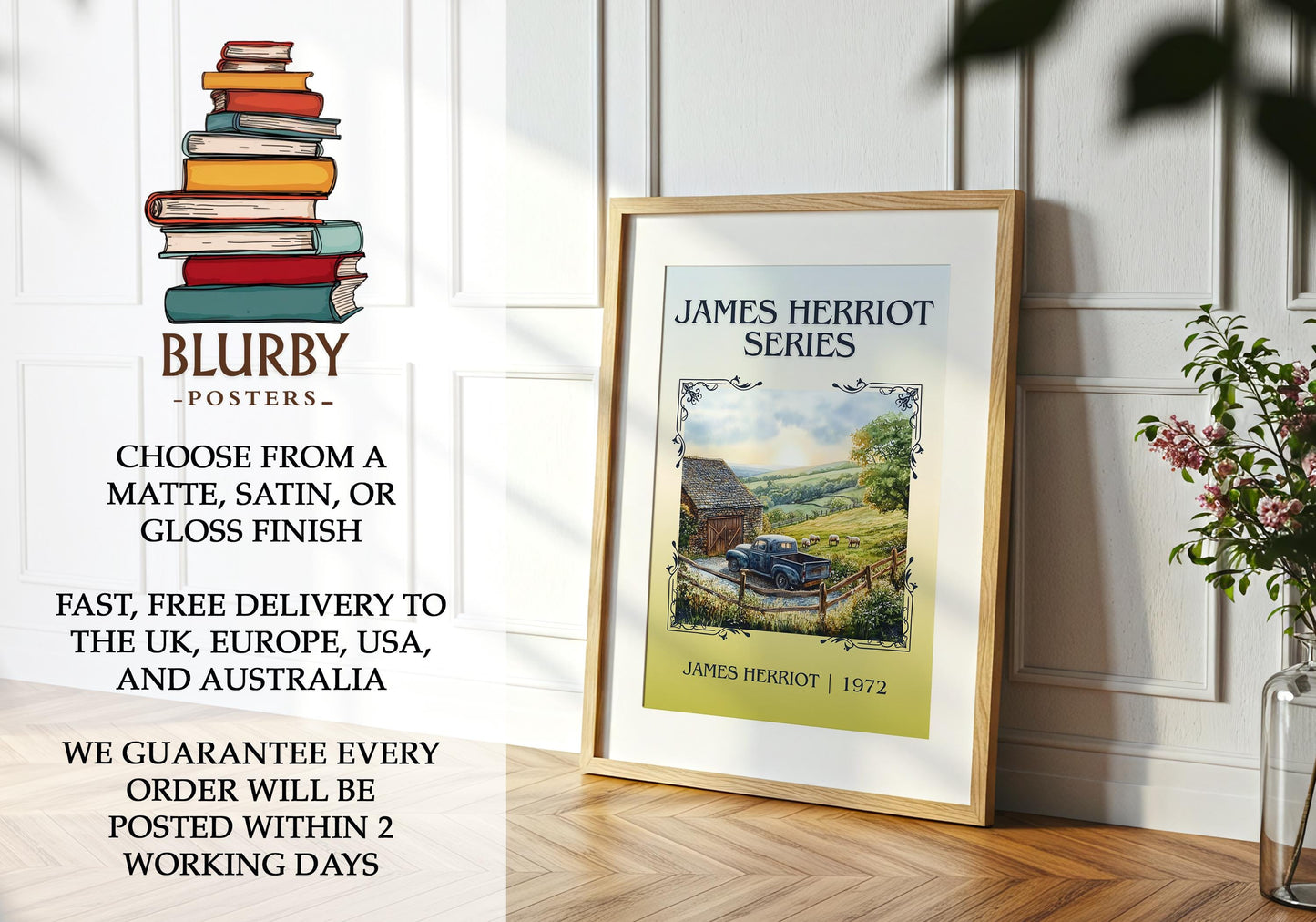 James Herriot Series book poster packaging – museum-quality print rolled in protective tube