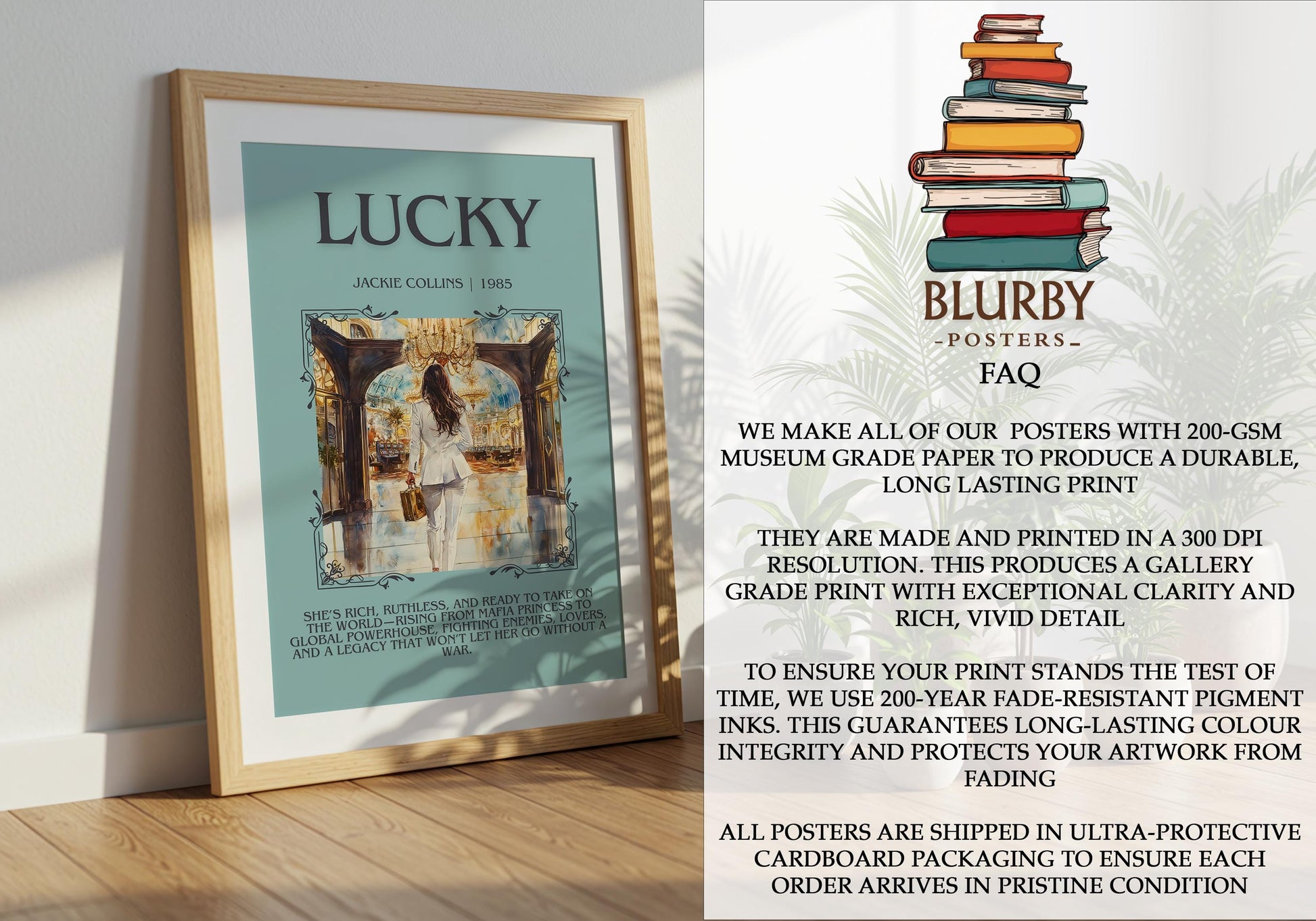 Lucky by Jackie Collins | Descriptive Book Poster | Blurby