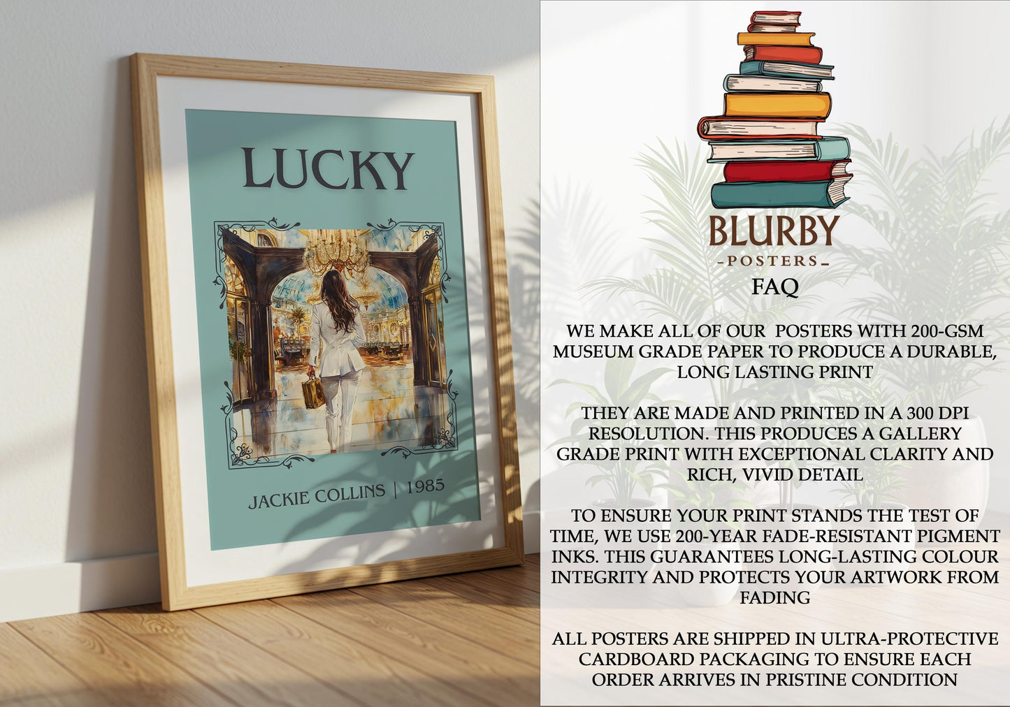Lucky by Jackie Collins | Descriptive Book Poster | Minimalist