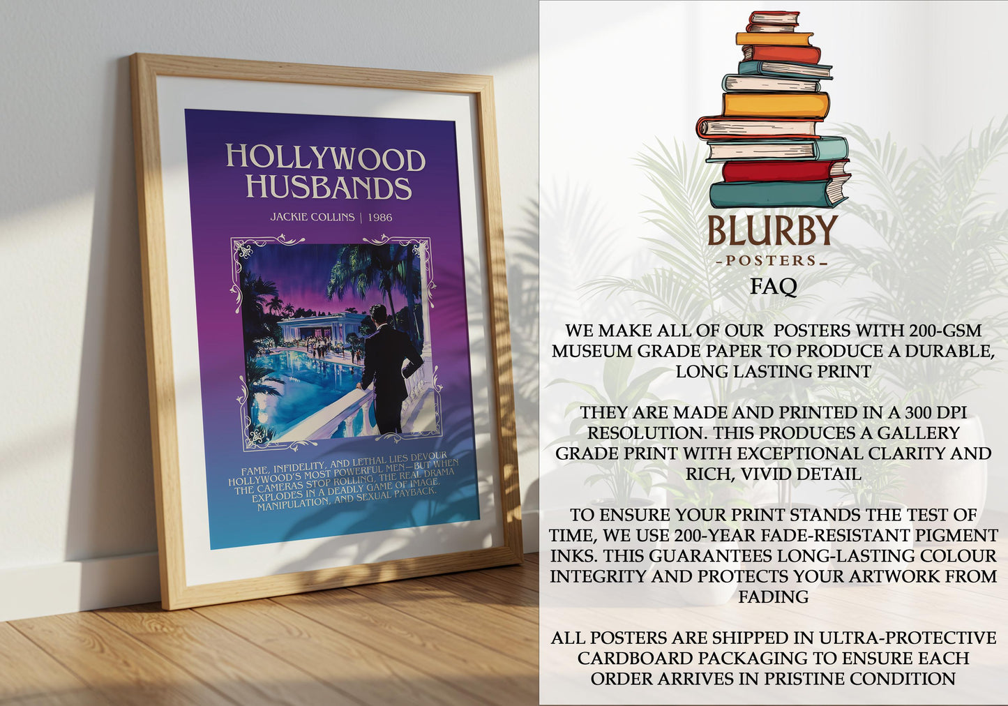 Hollywood Husbands by Jackie Collins | Descriptive Book Poster | Blurby