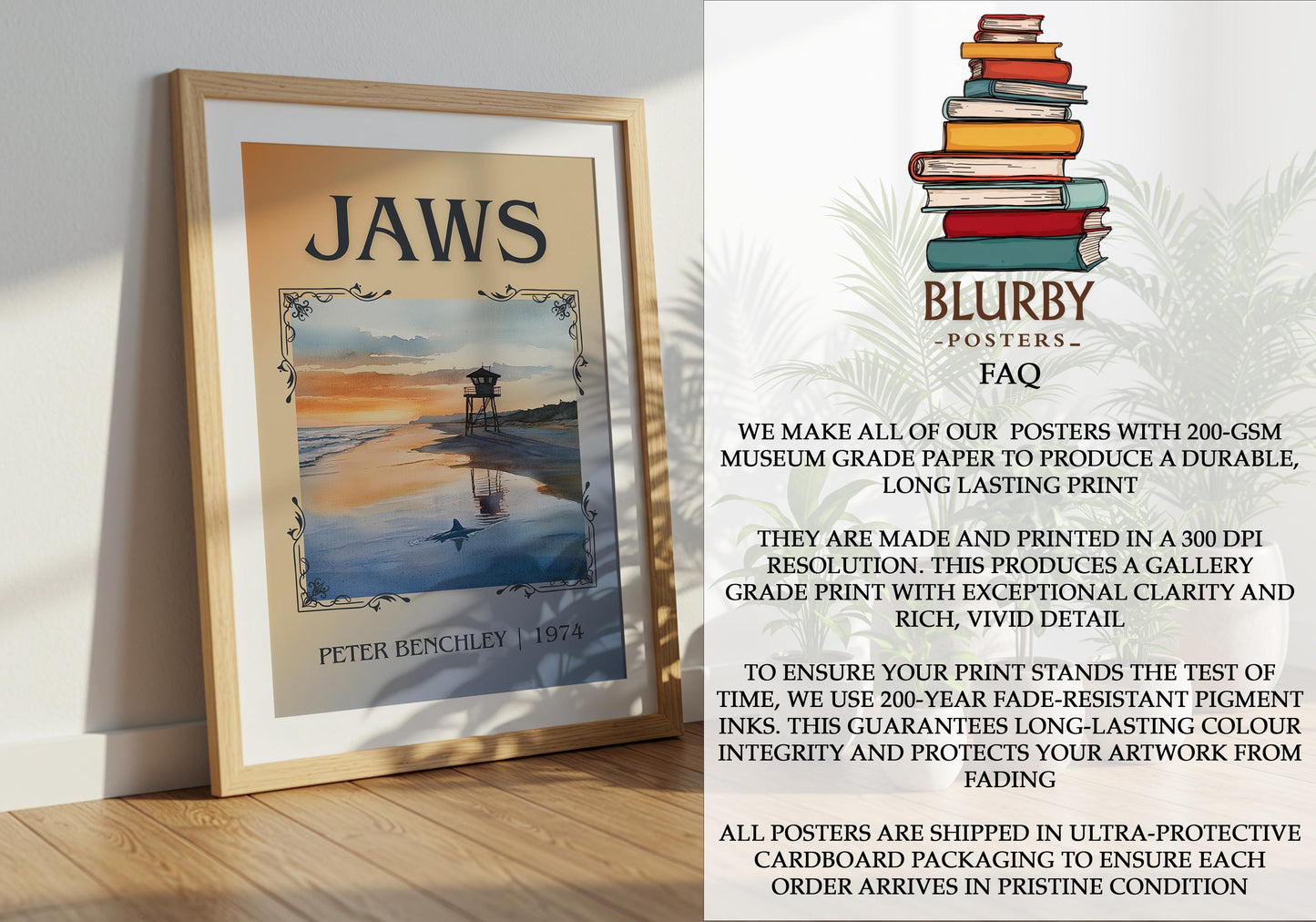 Jaws by Peter Benchley | Descriptive Book Poster | Minimalist
