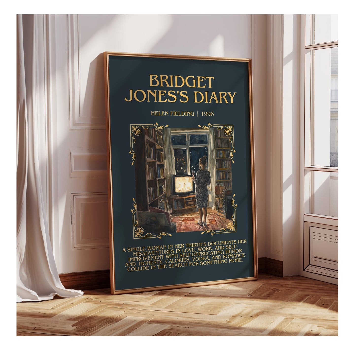 Bridget Jones's Diary by Helen Fielding | Descriptive Book Poster | Blurby