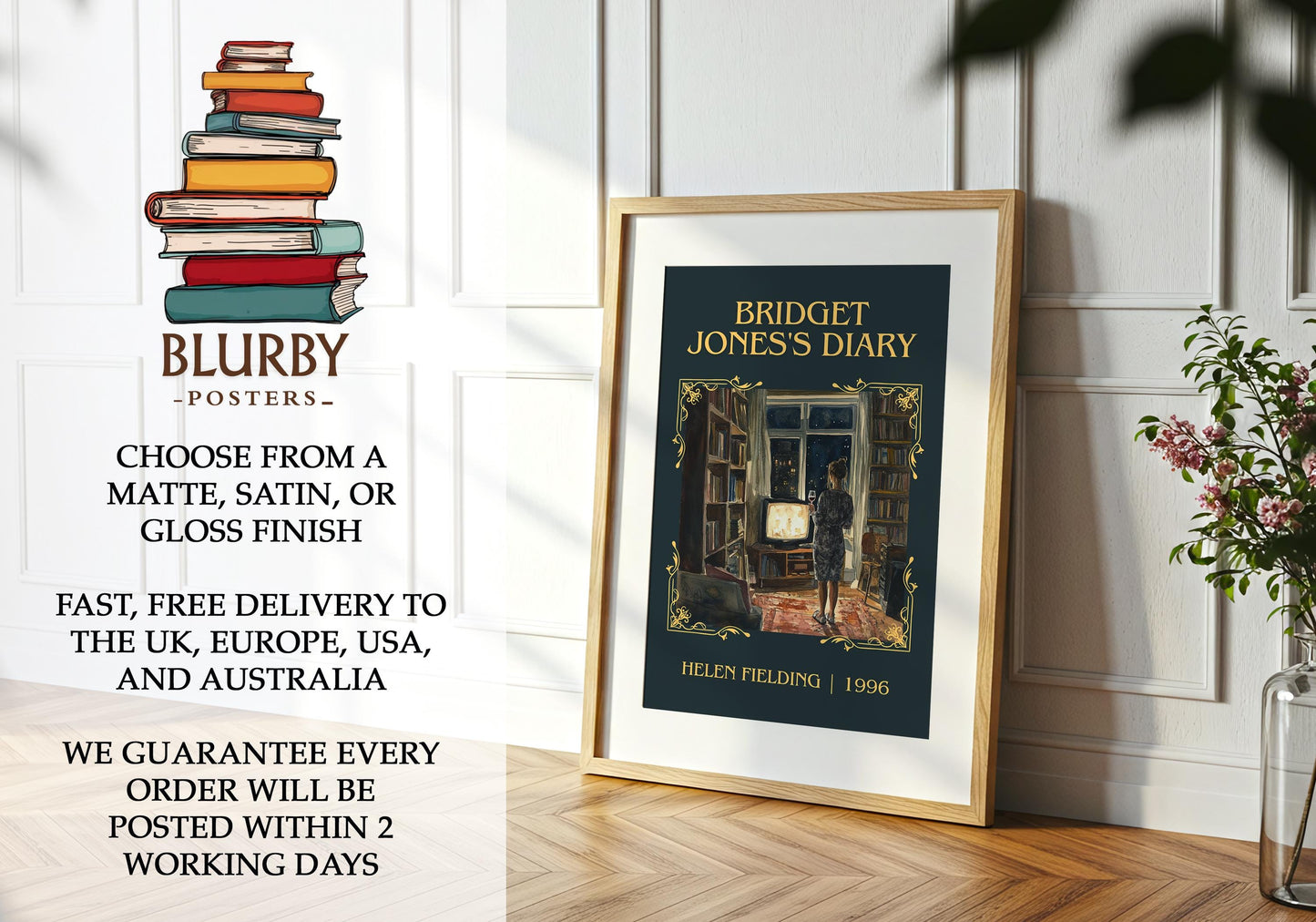 Bridget Jones's Diary book poster packaging – museum-quality print rolled in protective tube