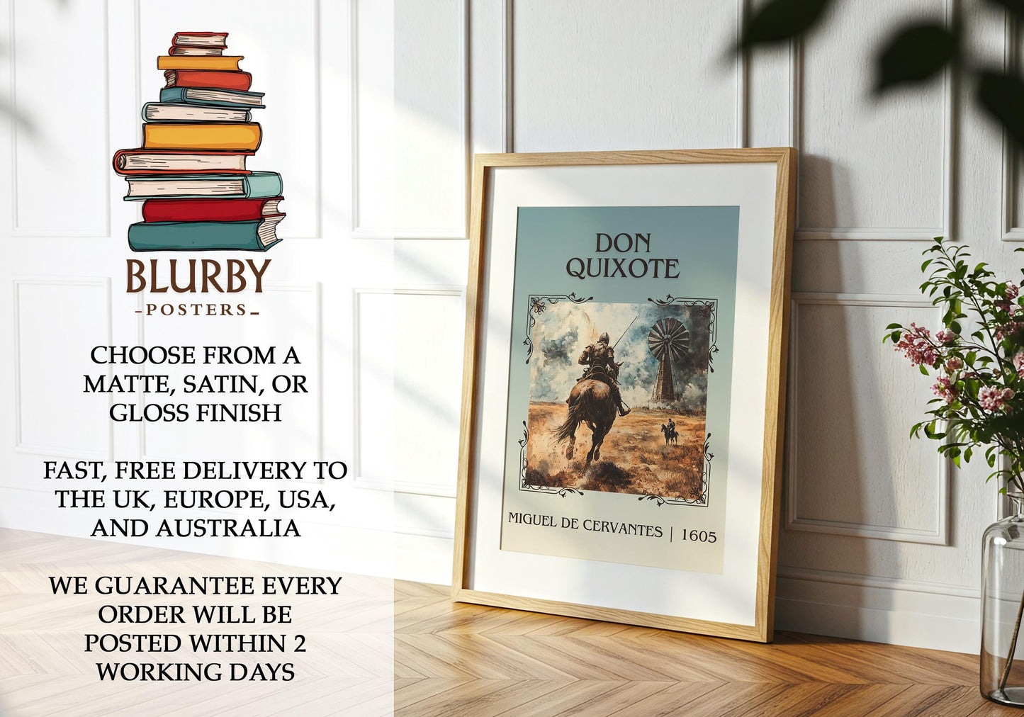 Don Quixote book poster packaging – museum-quality print rolled in protective tube