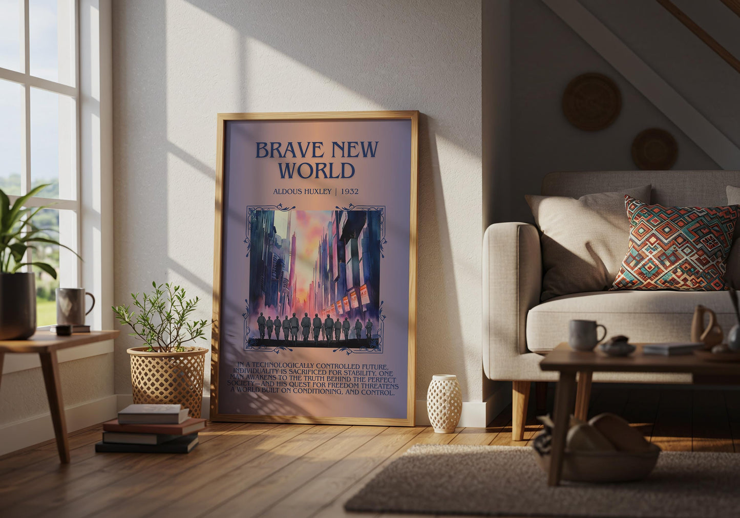 Brave New World by Aldous Huxley | Descriptive Book Poster | Blurby
