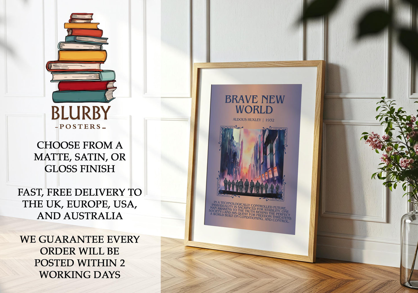 Brave New World by Aldous Huxley | Descriptive Book Poster | Blurby