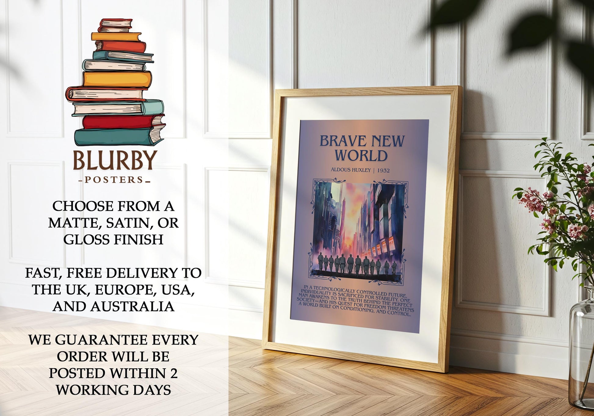 Brave New World by Aldous Huxley | Descriptive Book Poster | Blurby