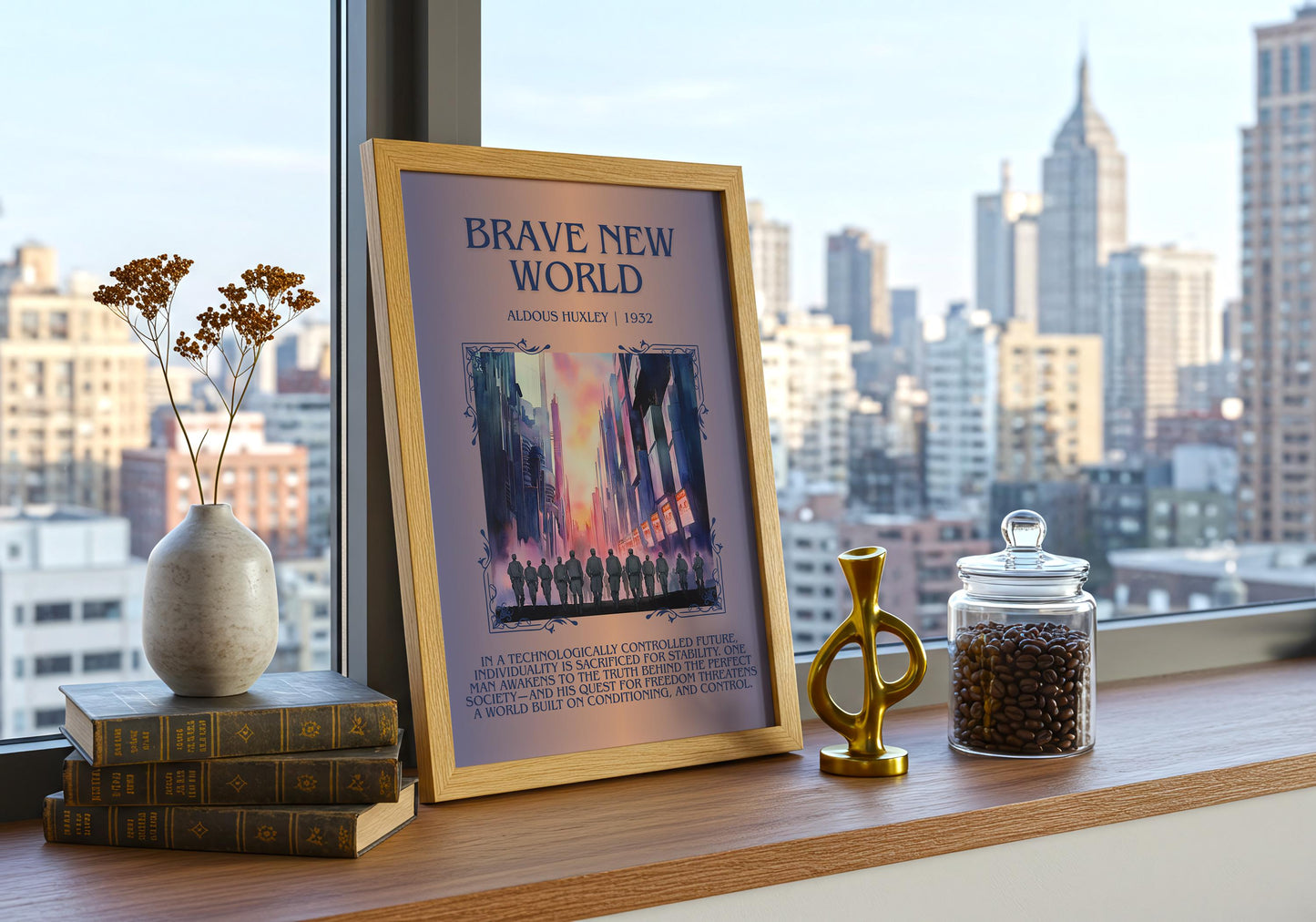Brave New World by Aldous Huxley | Descriptive Book Poster | Blurby