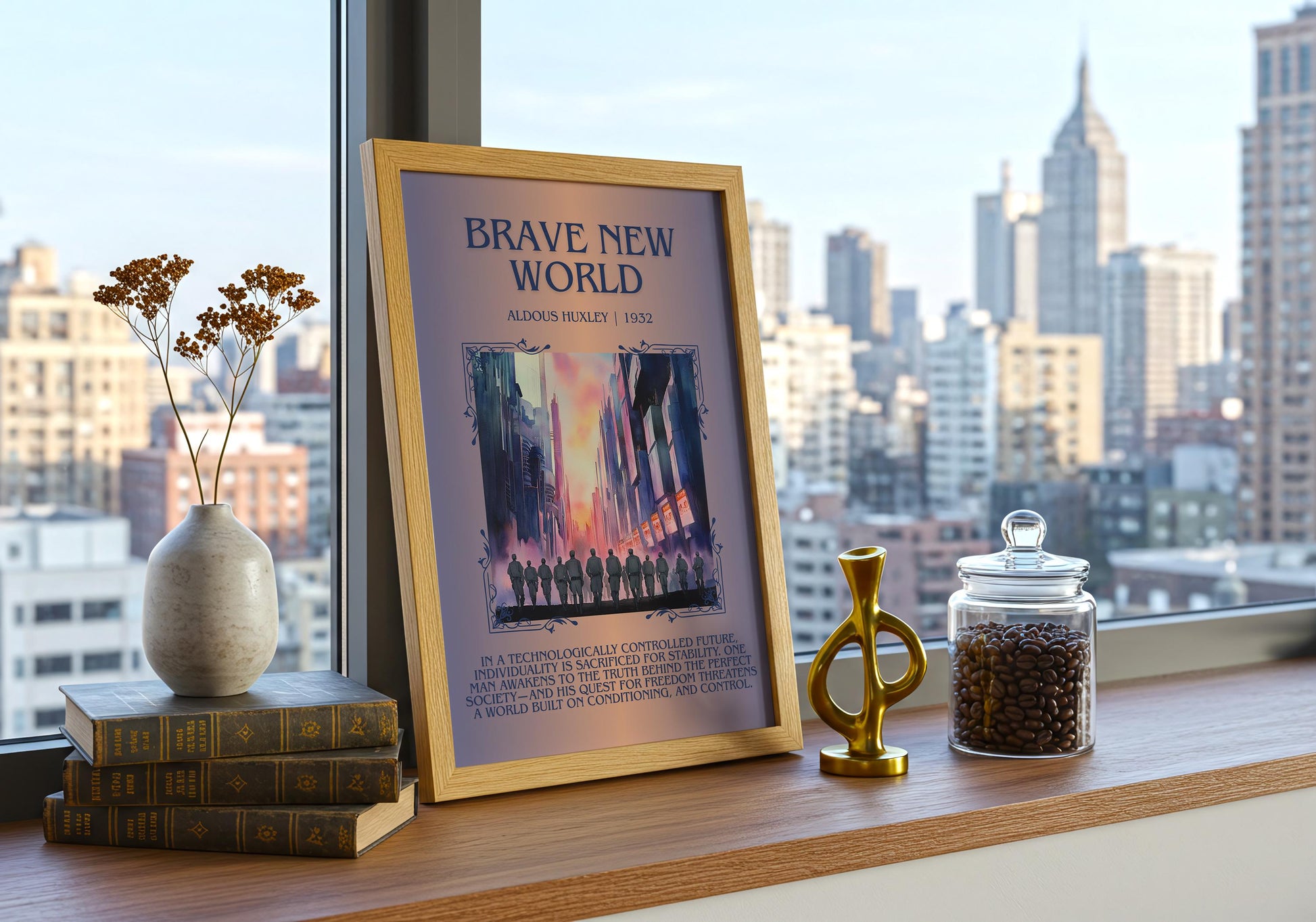 Brave New World by Aldous Huxley | Descriptive Book Poster | Blurby
