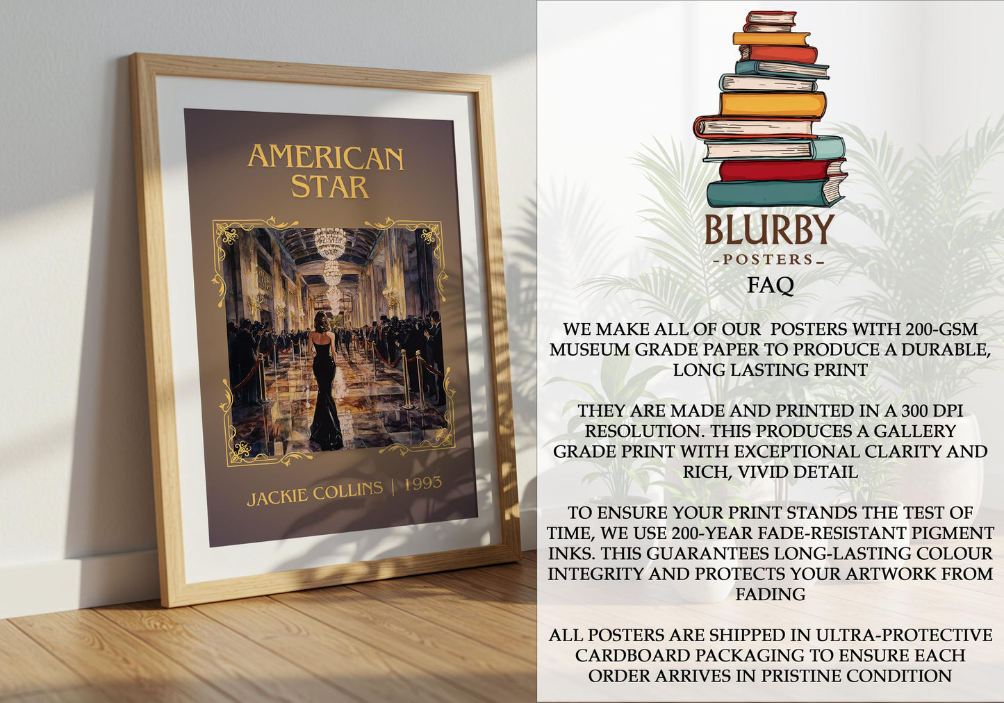 American Star by Jackie Collins | Descriptive Book Poster | Minimalist