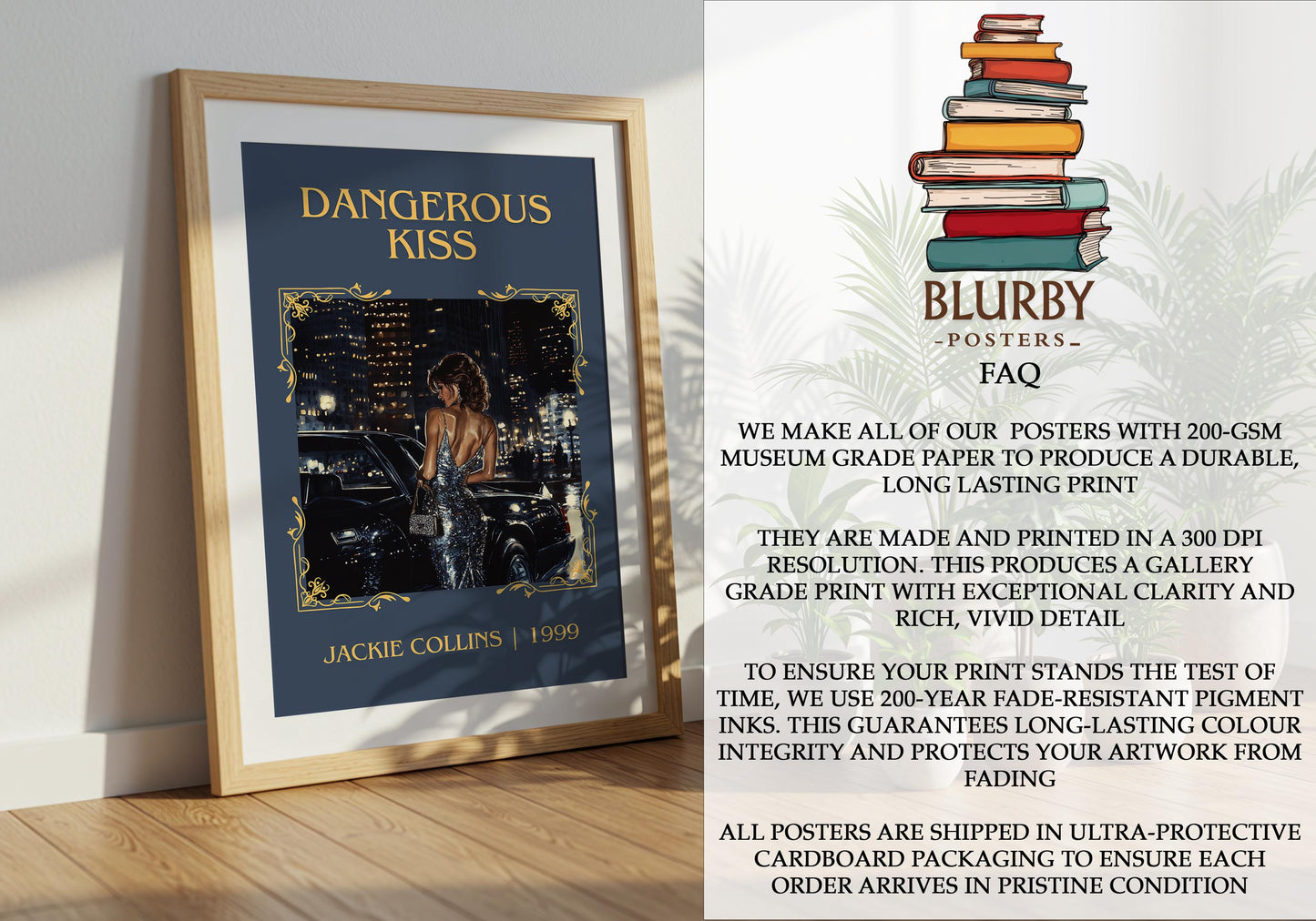 Dangerous Kiss by Jackie Collins | Descriptive Book Poster | Minimalist