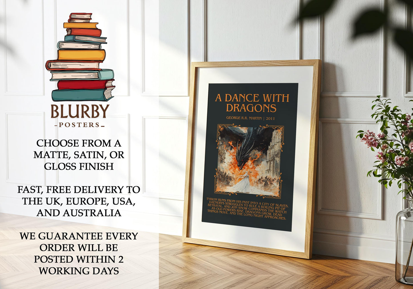 A Dance With Dragons by George R.R. Martin | Descriptive Book Poster | Blurby
