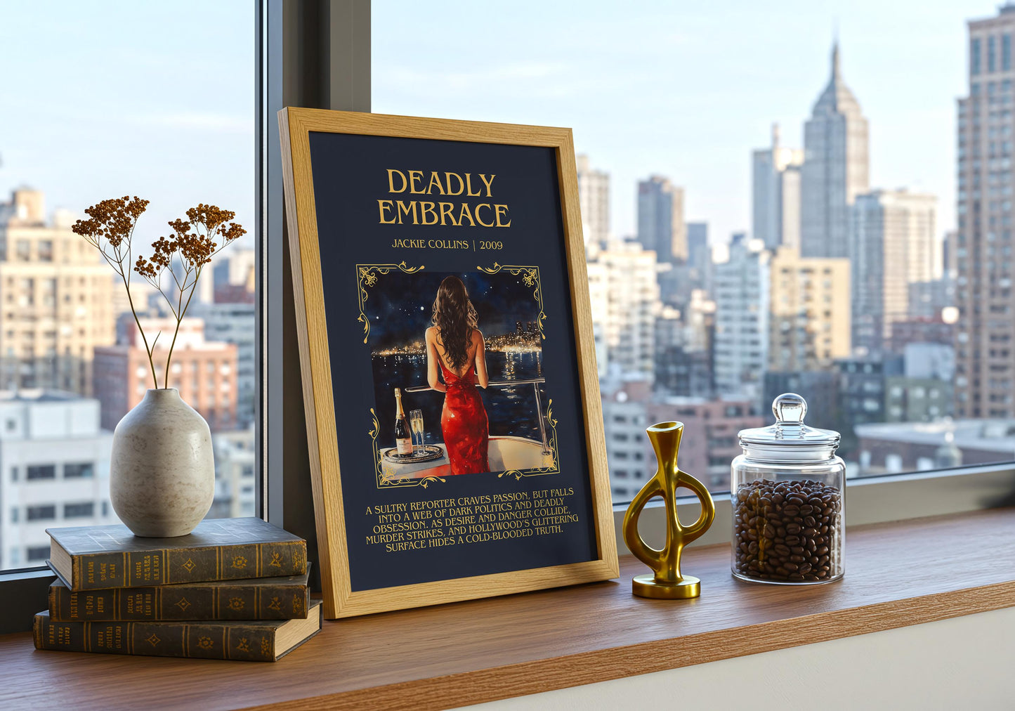 Deadly Embrace by Jackie Collins | Descriptive Book Poster | Blurby