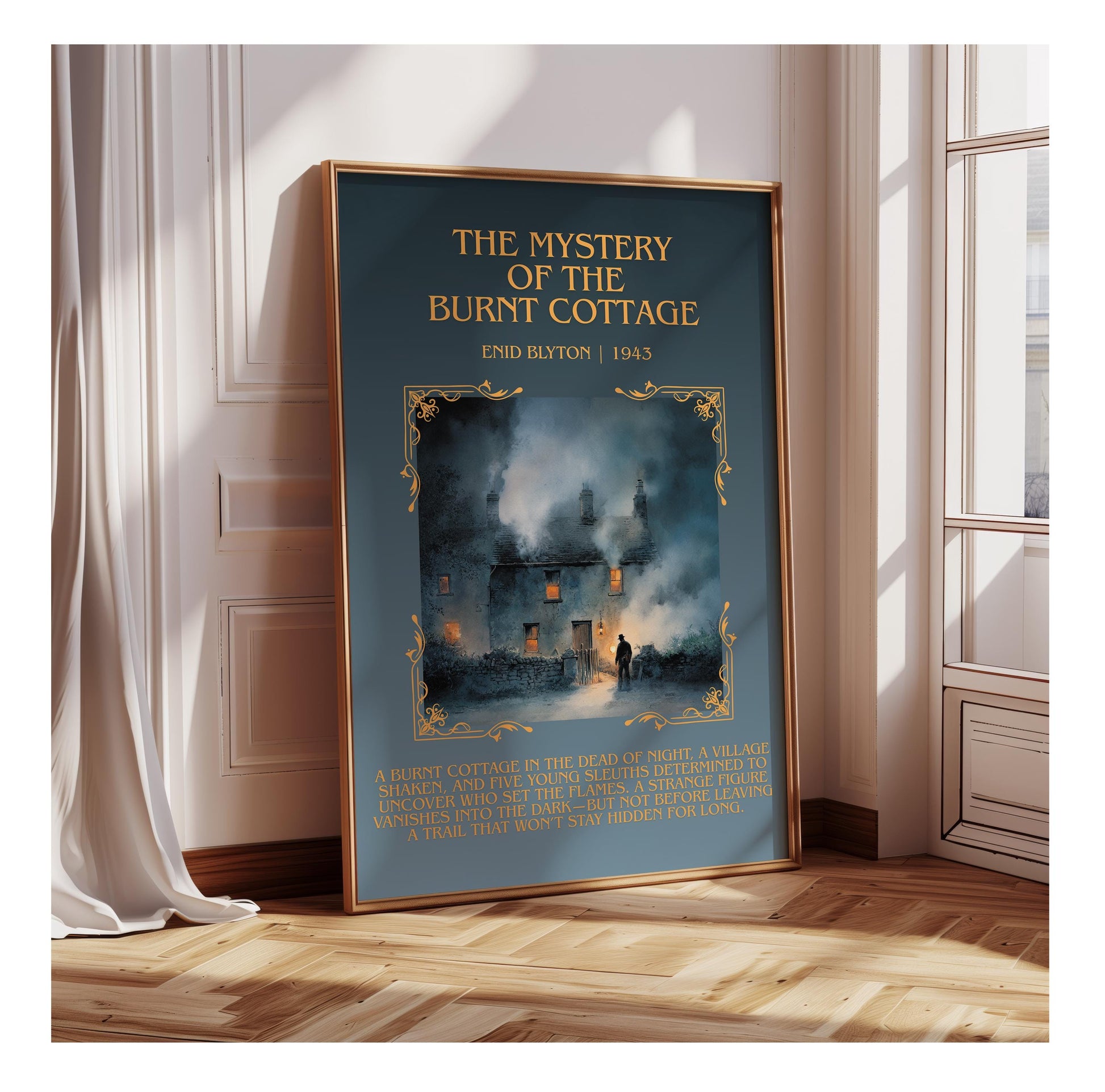 The Mystery Of The Burnt Cottage by Enid Blyton | Descriptive Book Poster | Blurby