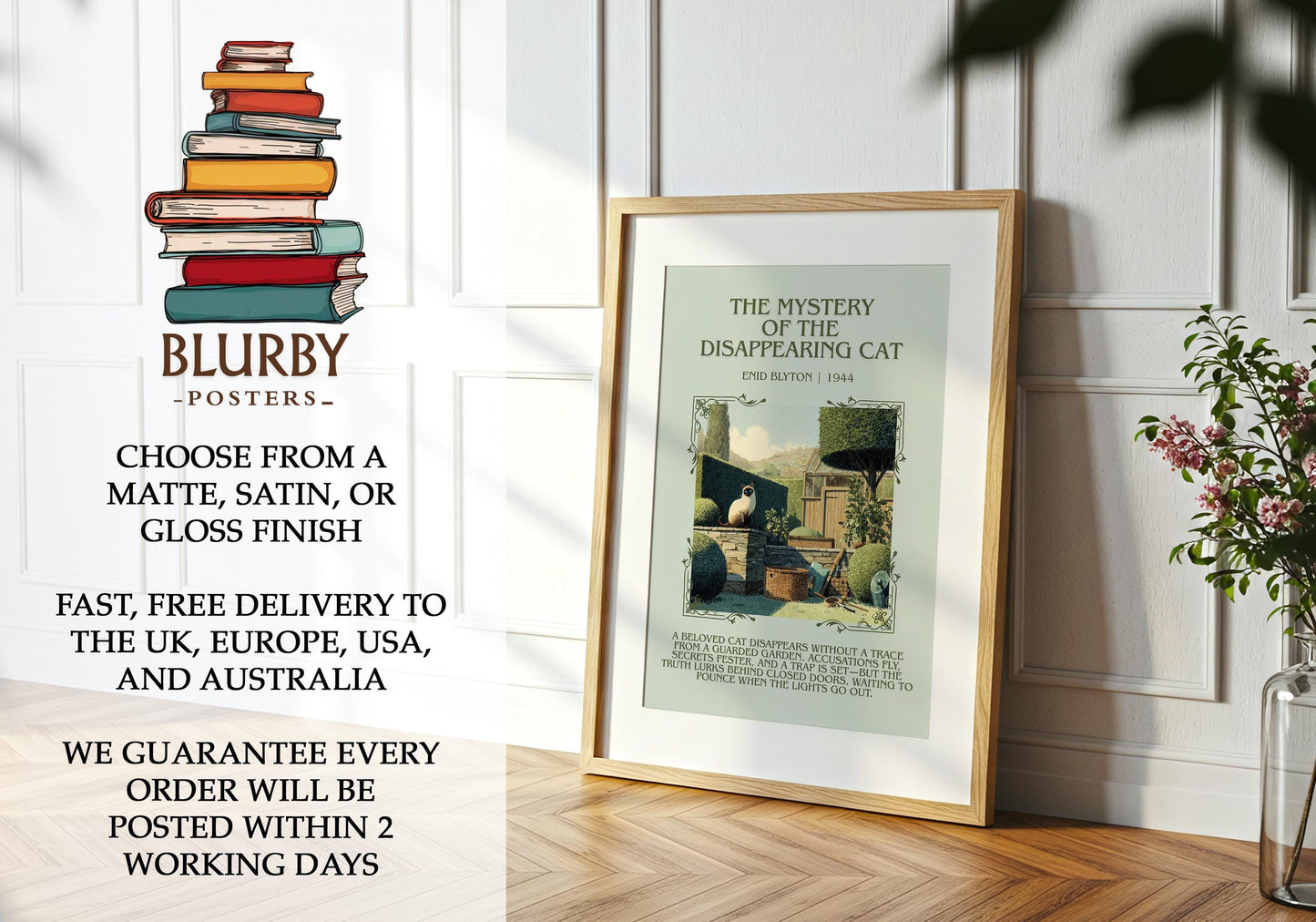 The Mystery Of The Disappearing Cat by Enid Blyton | Descriptive Book Poster | Blurby
