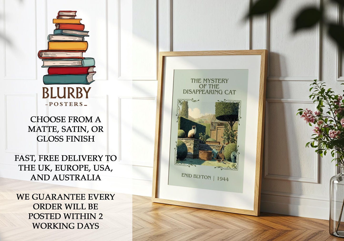 The Mystery of the Disappearing Cat book poster packaging – museum-quality print rolled in protective tube