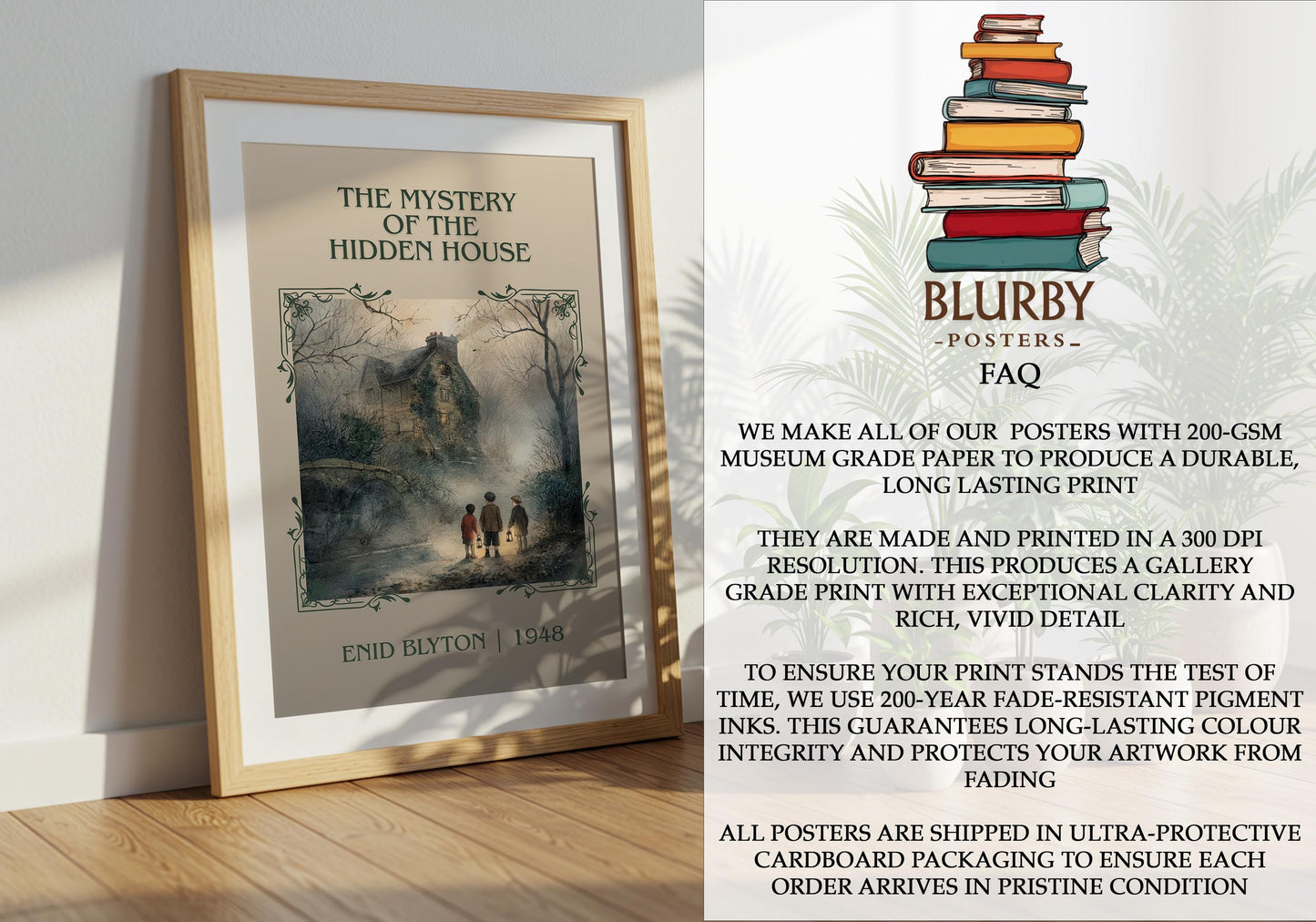 The Mystery Of Hidden House by Enid Blyton | Descriptive Book Poster | Minimalist