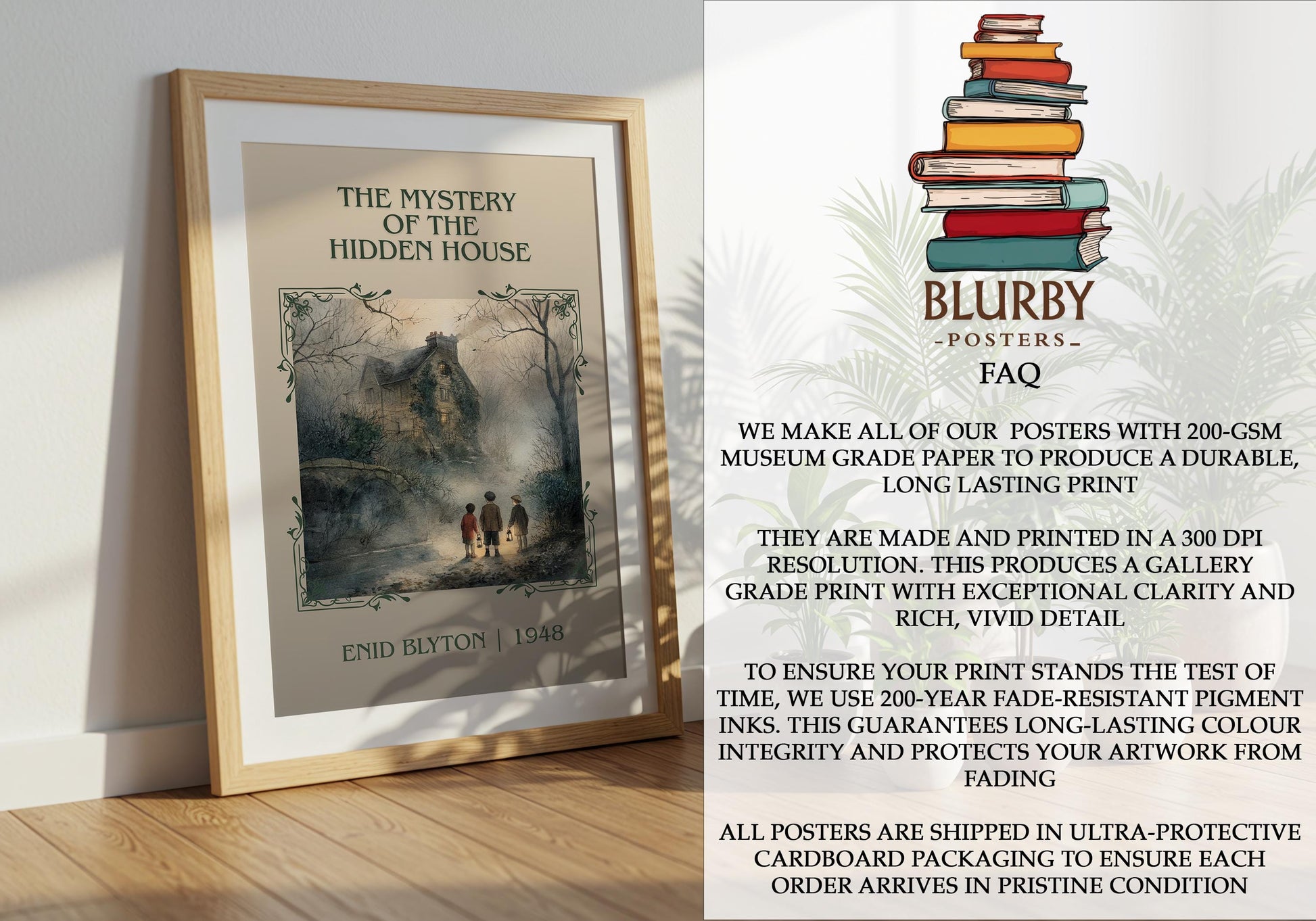 The Mystery Of Hidden House by Enid Blyton | Descriptive Book Poster | Minimalist