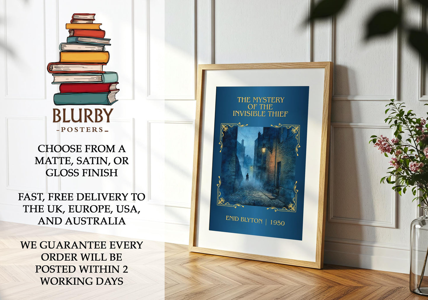 The Mystery of the Invisible Thief book poster packaging – museum-quality print rolled in protective tube