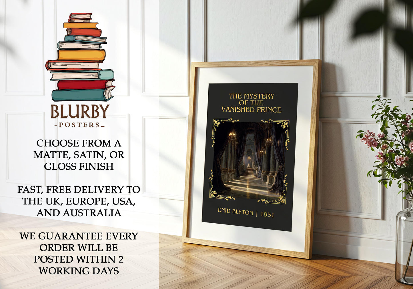 The Mystery of the Vanished Prince book poster packaging – museum-quality print rolled in protective tube