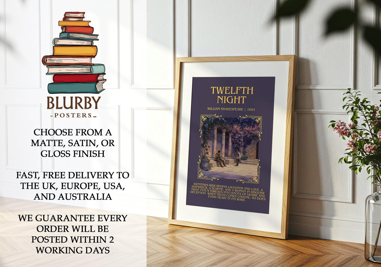 Twelfth Night by William Shakespeare | Descriptive Book Poster | Blurby