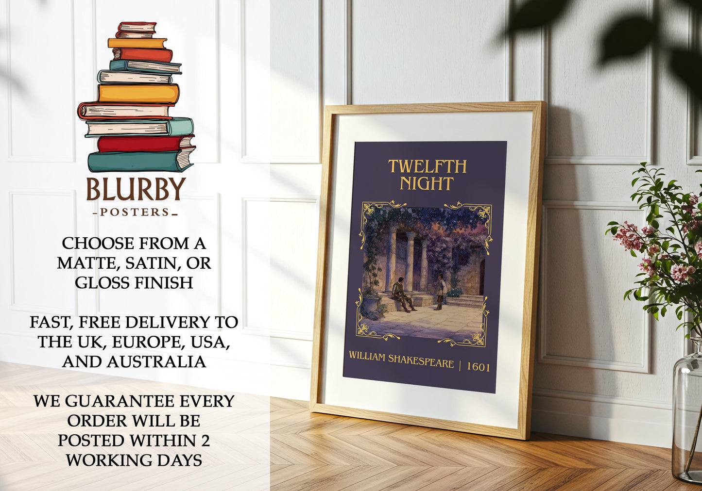 Twelfth Night book poster packaging – museum-quality print rolled in protective tube