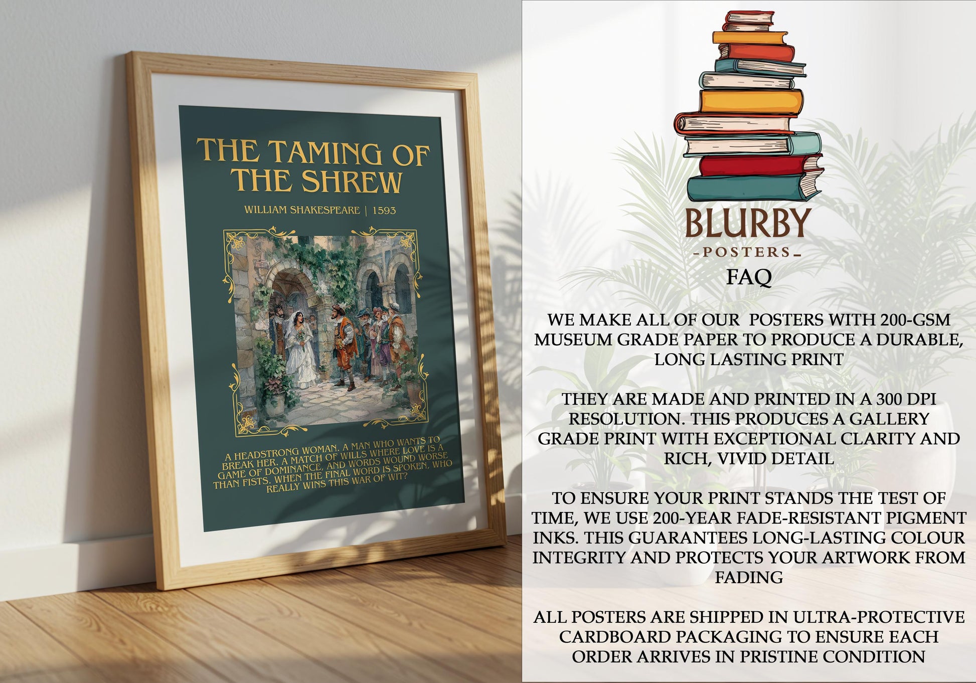 The Taming Of The Shrew by William Shakespeare | Descriptive Book Poster | Blurby
