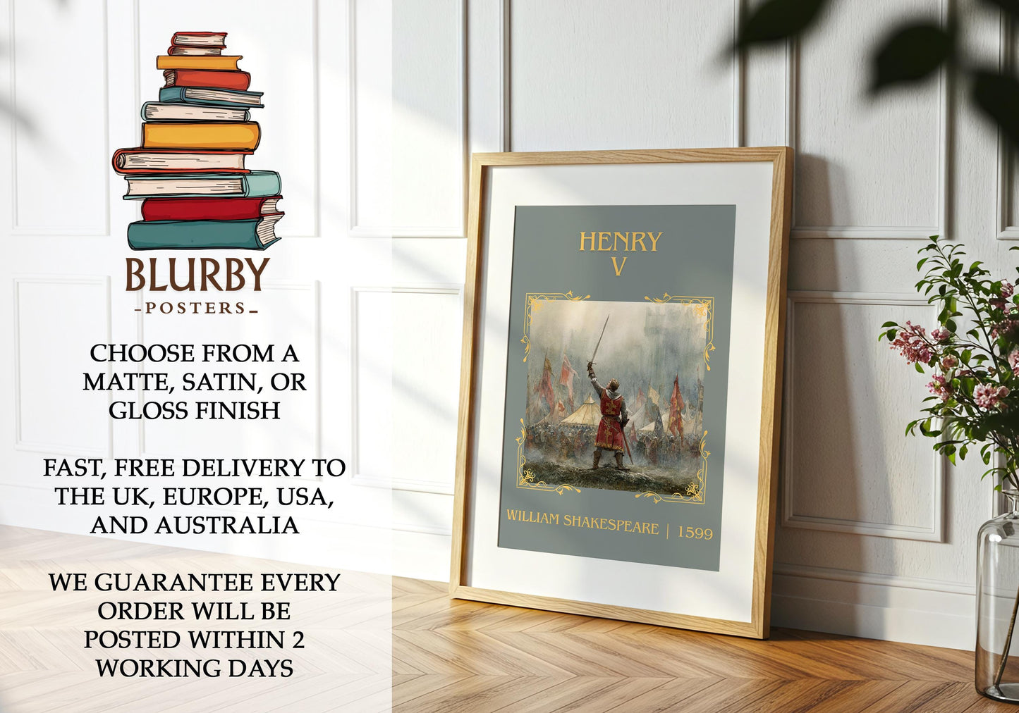 Henry V by William Shakespeare | Descriptive Book Poster | Minimalist
