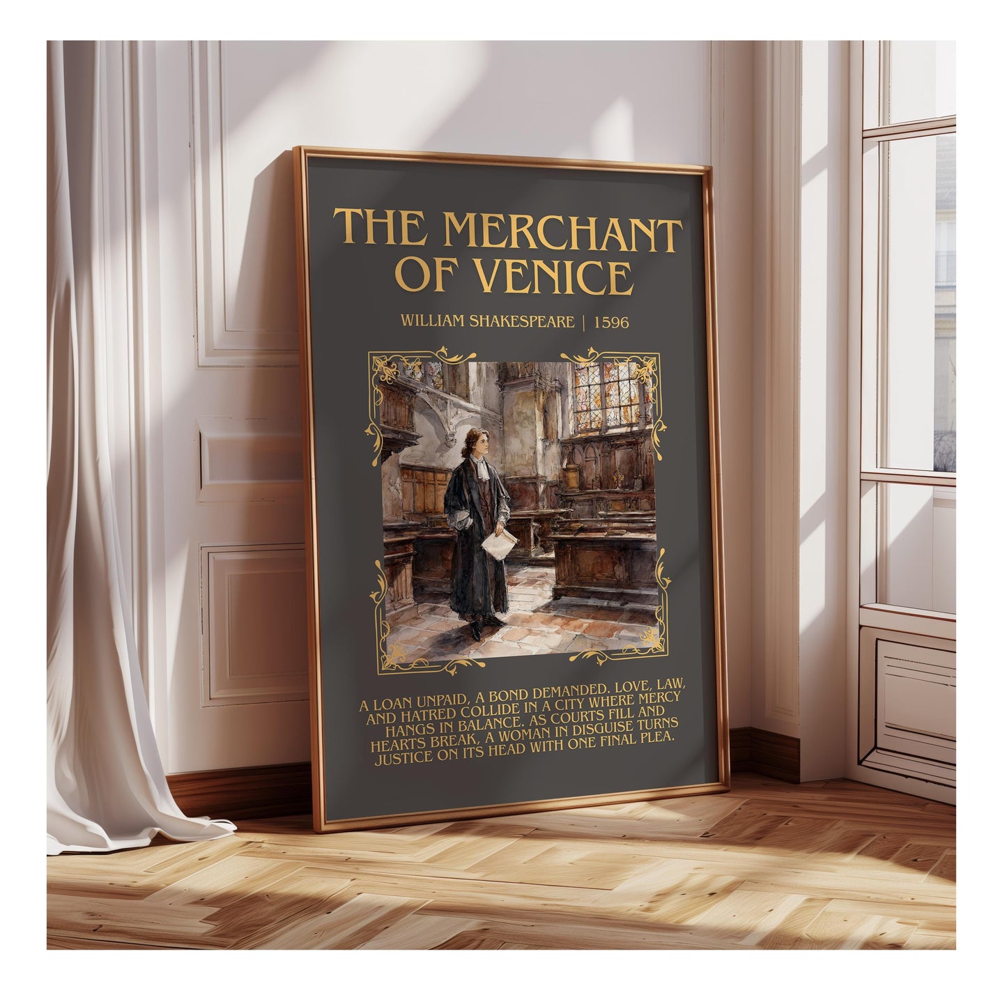 The Merchant Of Venice by William Shakespeare | Descriptive Book Poster | Blurby