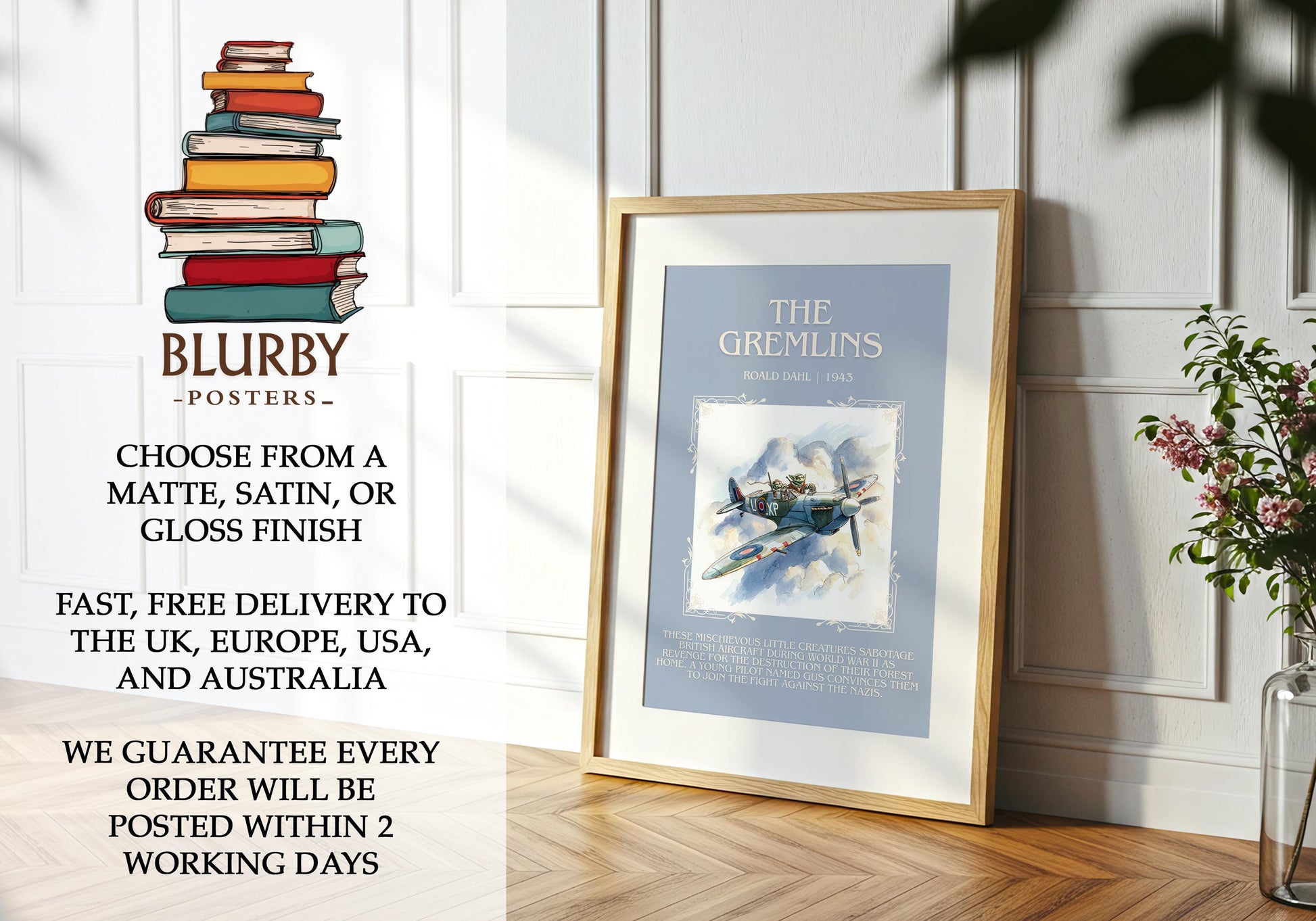 The Gremlins by Roald Dahl | Descriptive Book Poster | Blurby