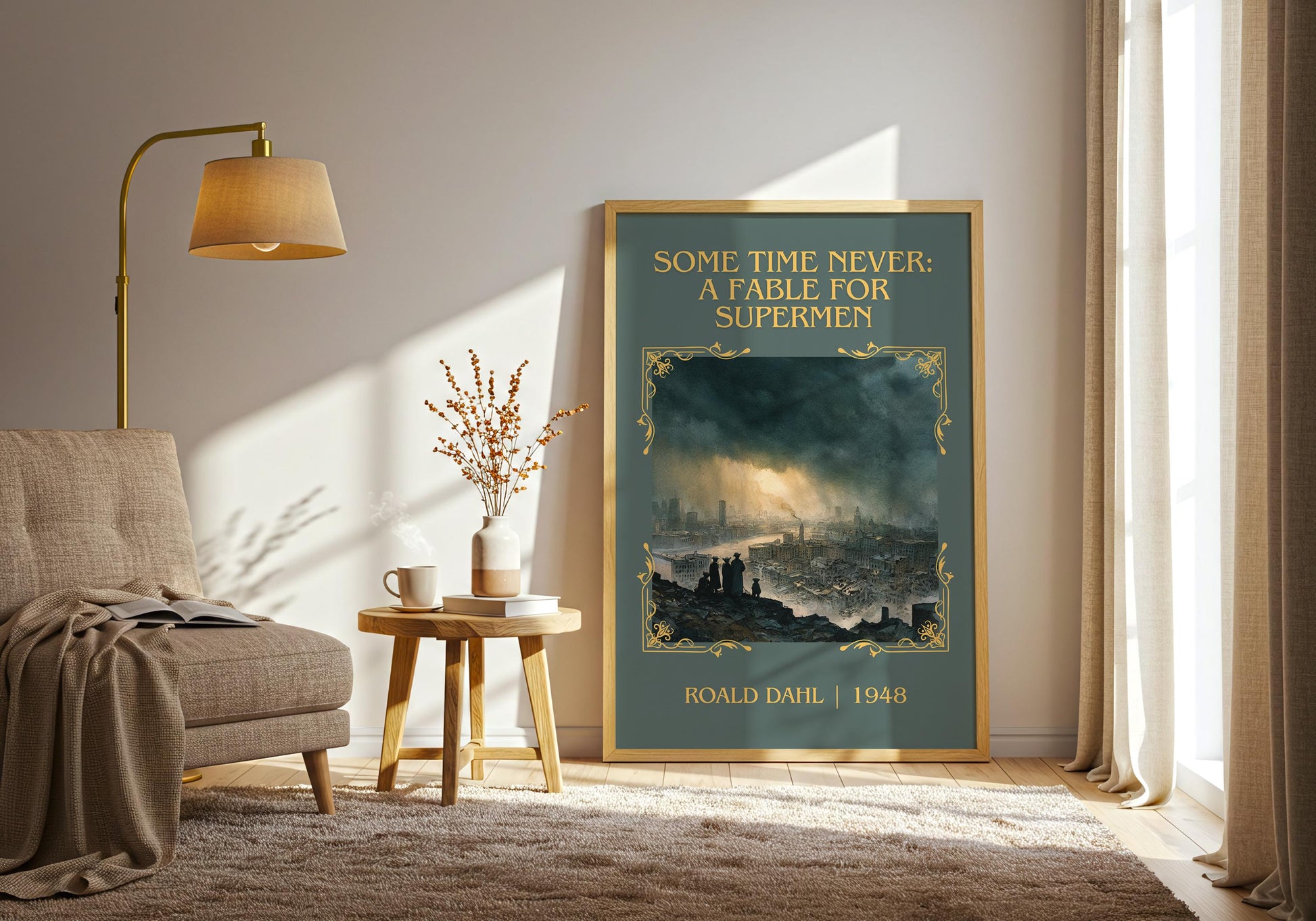 Some Time Never: A Fable For Supermen by Roald Dahl | Descriptive Book Poster | Minimalist