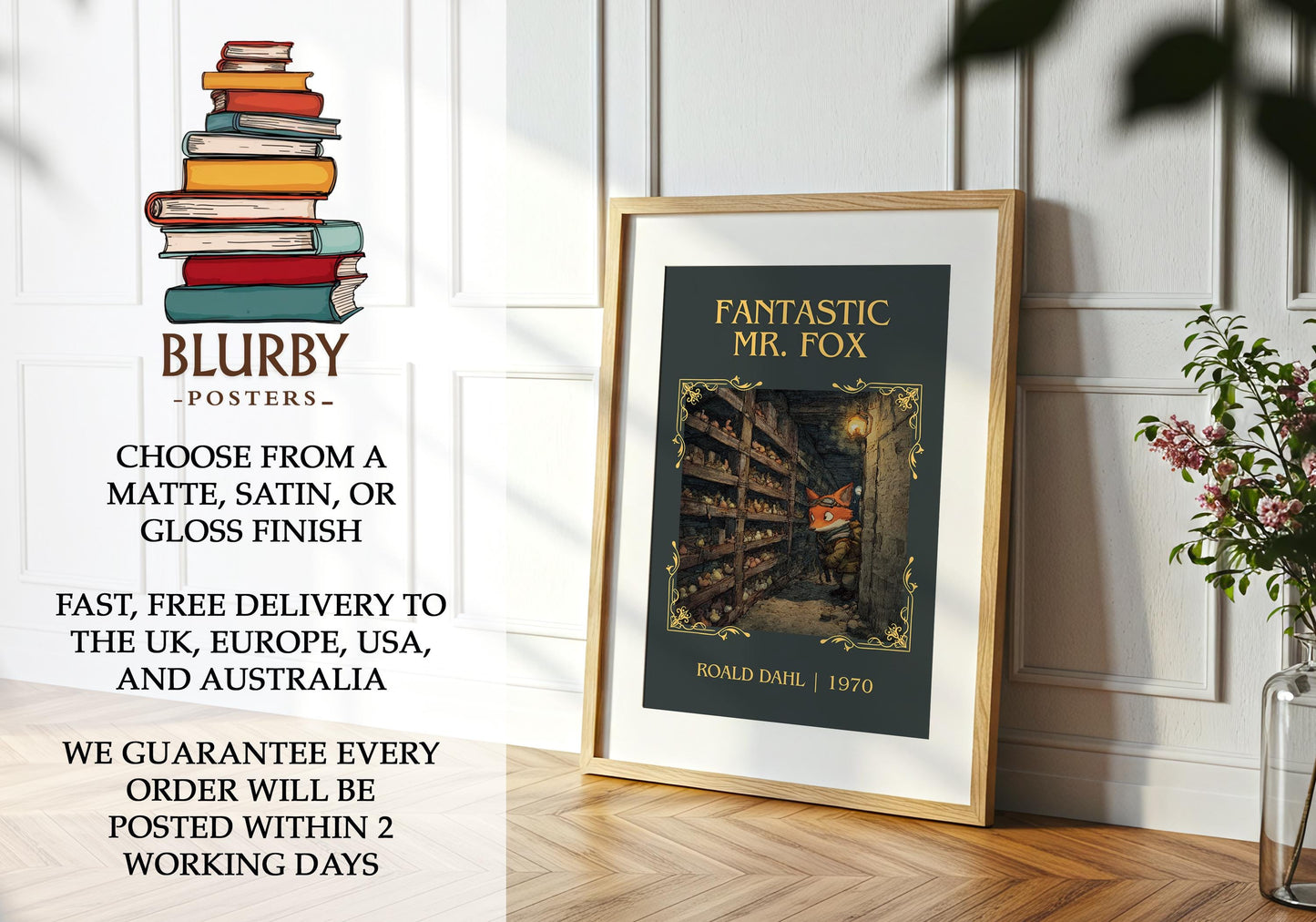 Fantastic Mr. Fox book poster packaging – museum-quality print rolled in protective tube