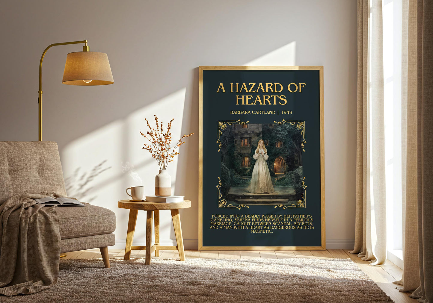 A Hazard Of Hearts by Barbara Cartland | Descriptive Book Poster | Blurby