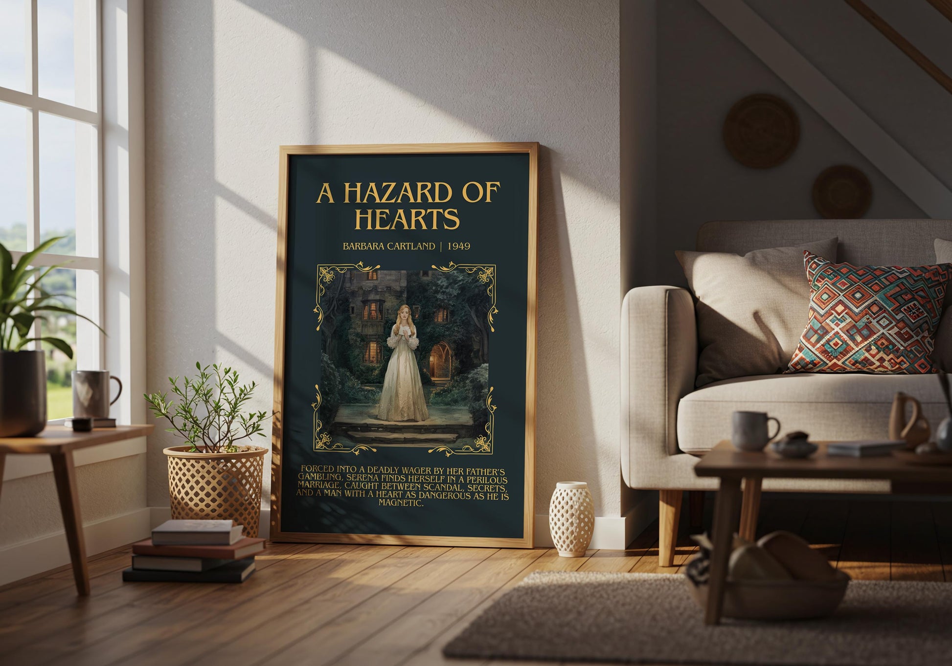 A Hazard Of Hearts by Barbara Cartland | Descriptive Book Poster | Blurby