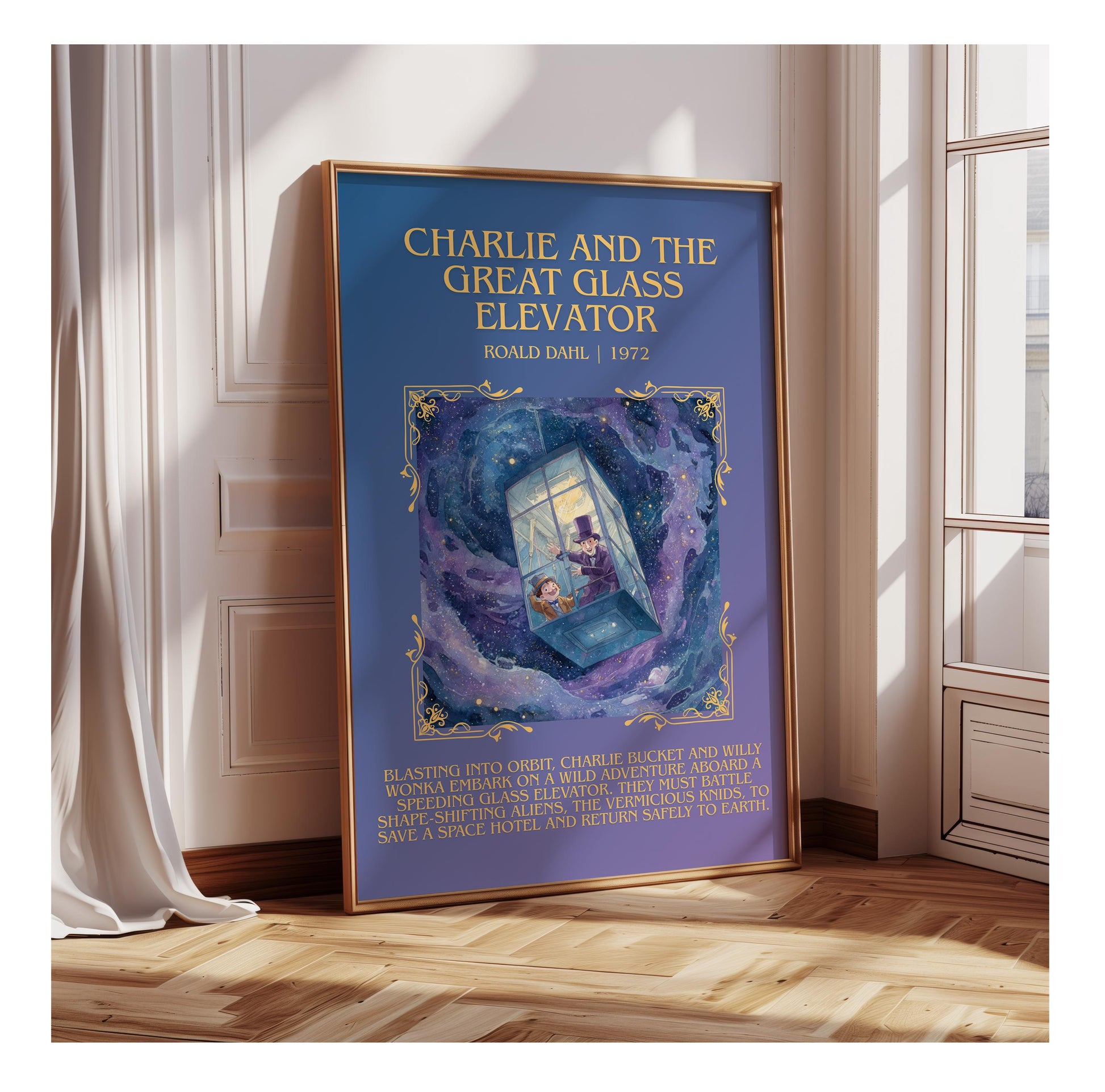 Charlie And The Great Glass Elevator by Roald Dahl | Descriptive Book Poster | Blurby