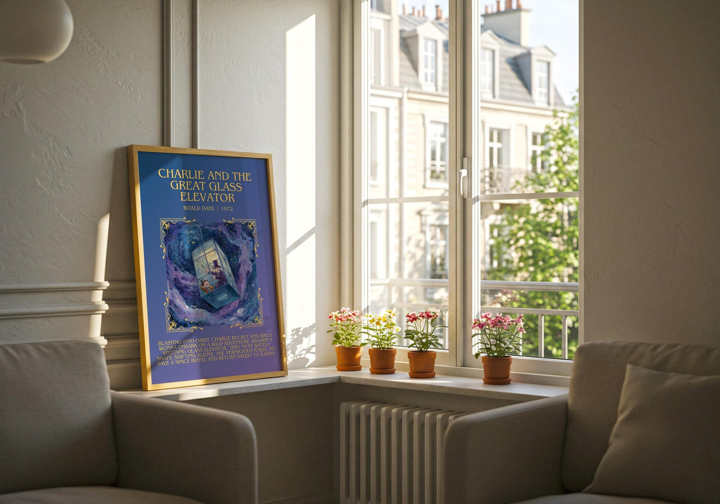 Charlie and the Great Glass Elevator book poster packaging – museum-quality print rolled in protective tube
